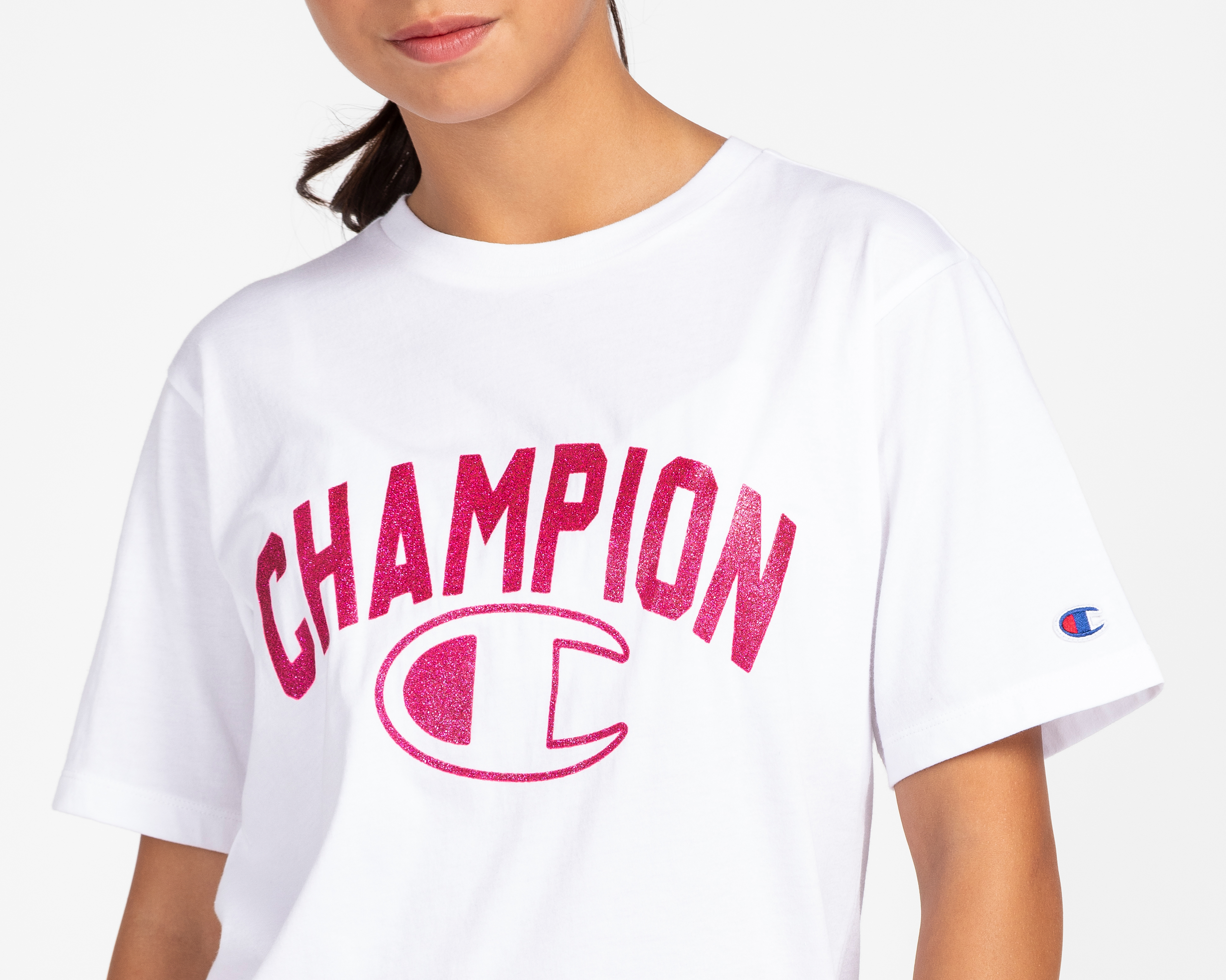 Foto 5 pulgar | Foto 4 | Playera de Cuello Redondo Blanca Champion para Niña