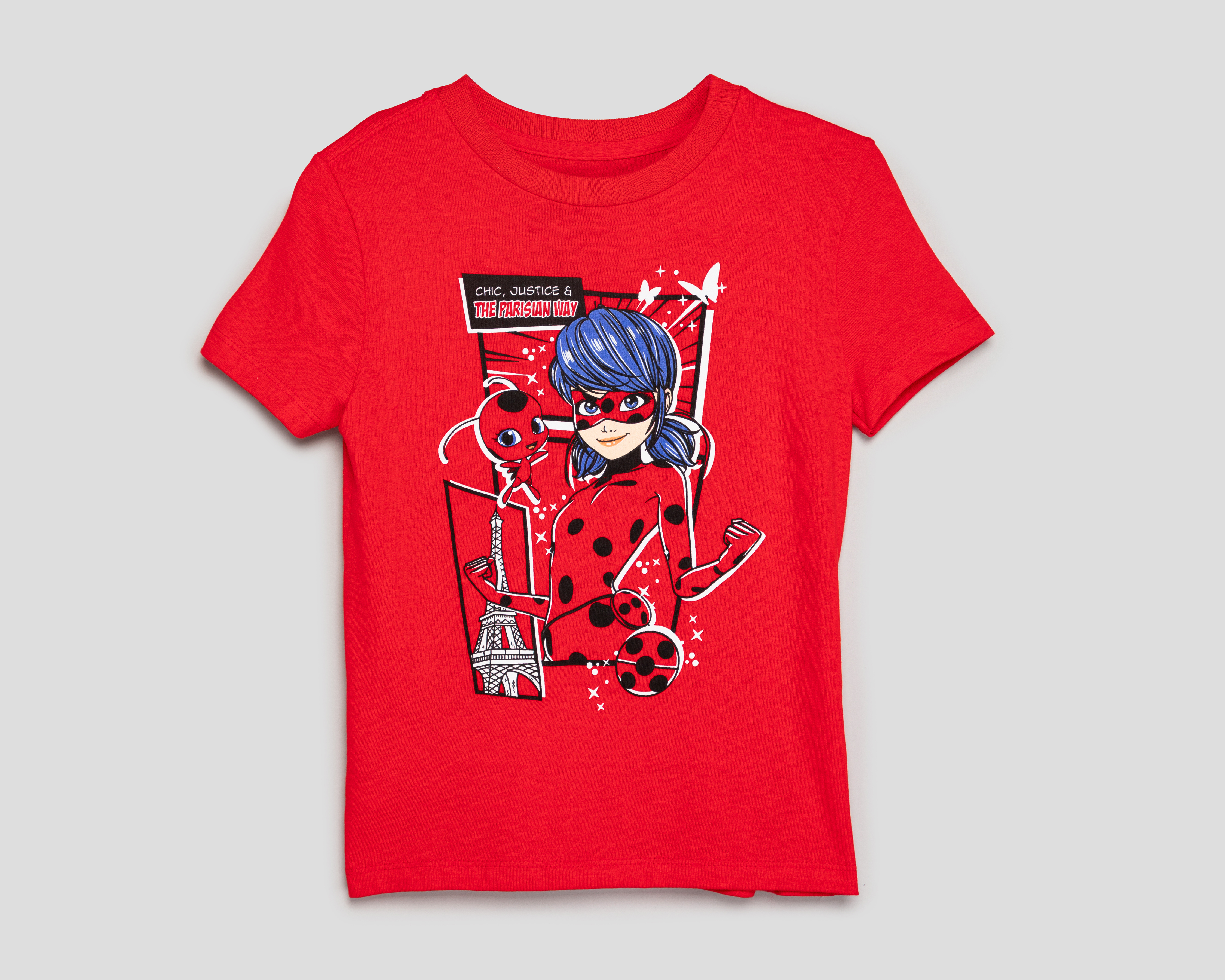 Playera de Cuello Redondo Roja Ladybug para Niña