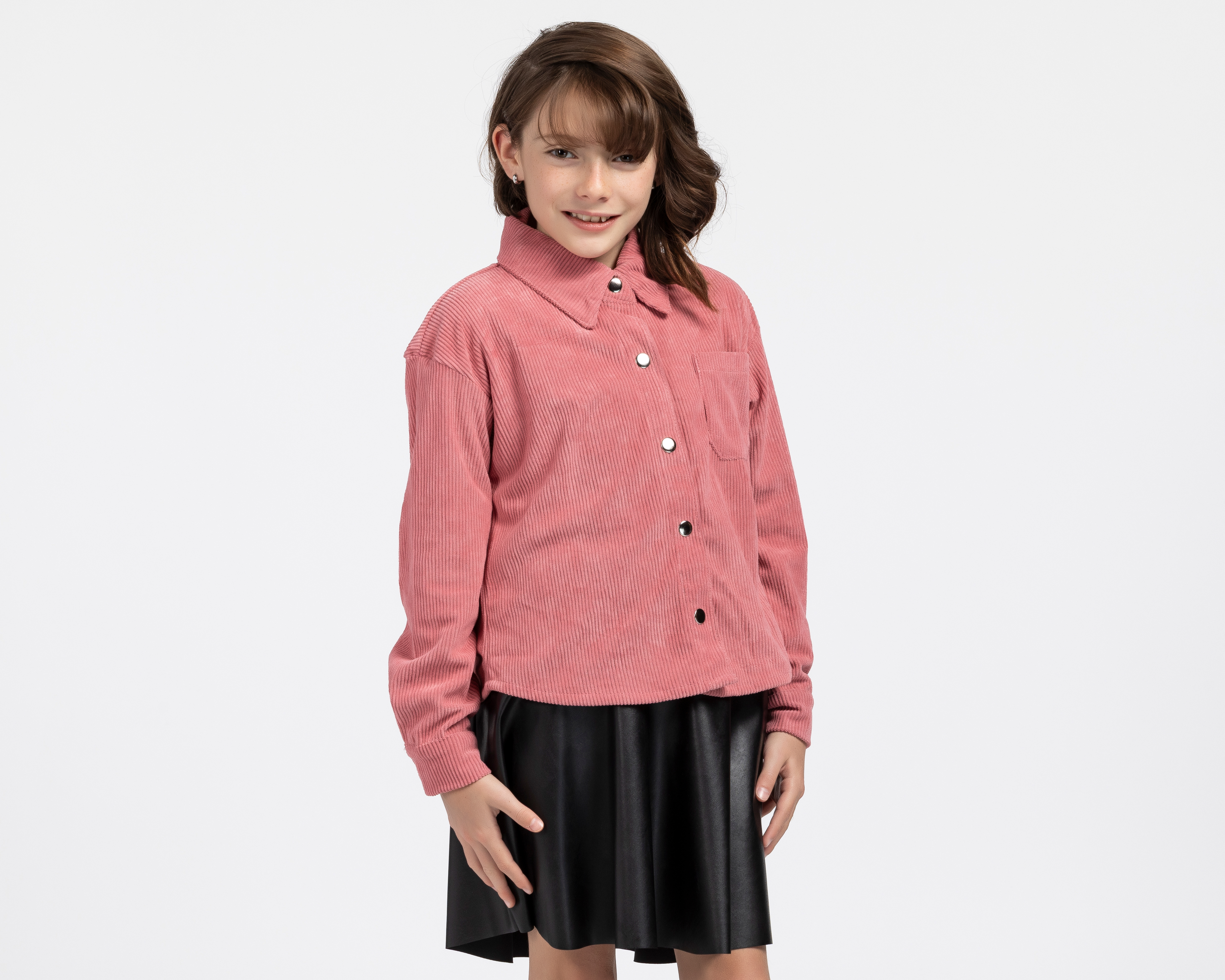 Sobrecamisa de Cuello Americano Rosa Refill para Niña