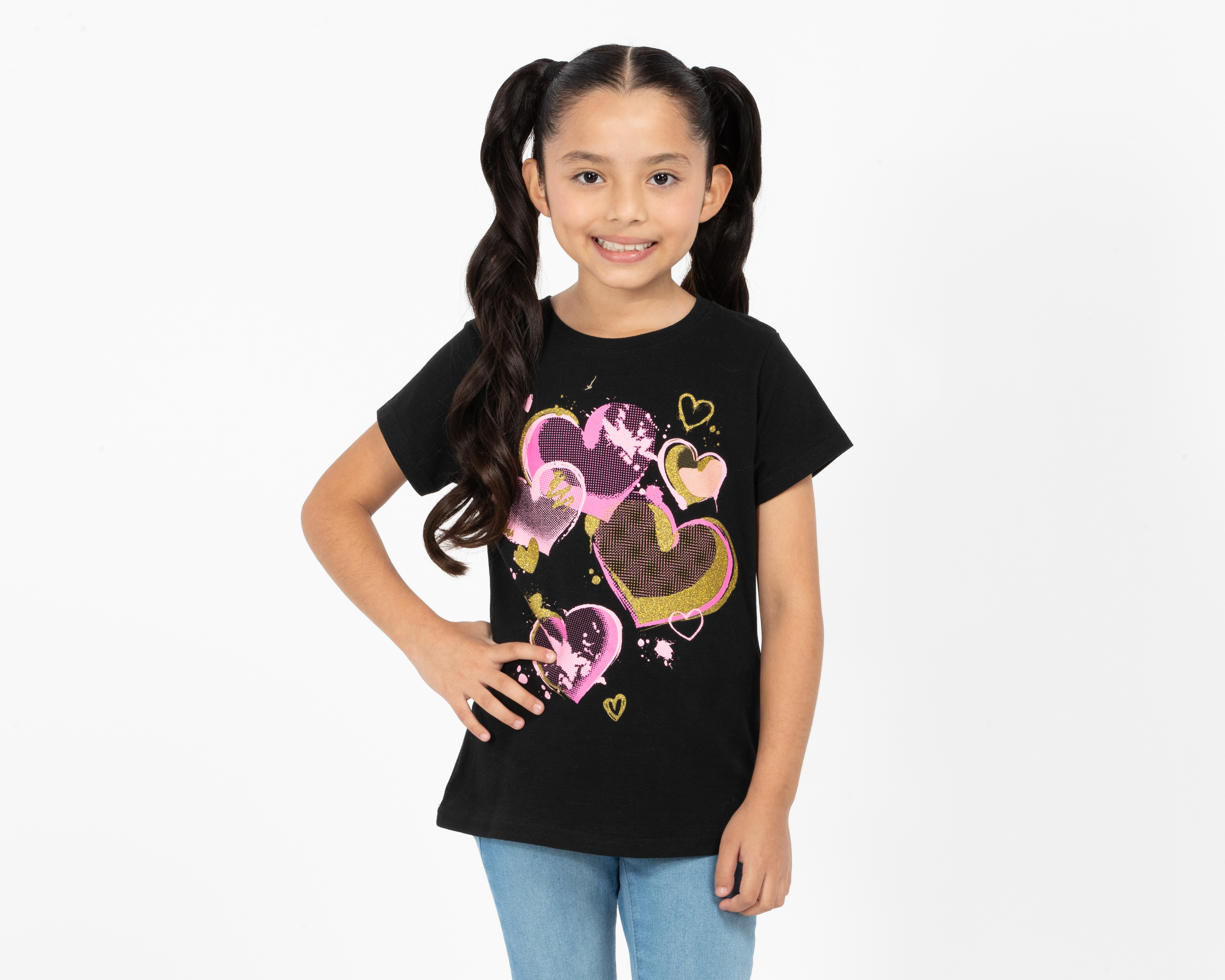 Foto 2 pulgar | Foto 1 | Playera Cuello Redondo Negra Girls Attitude para Niña