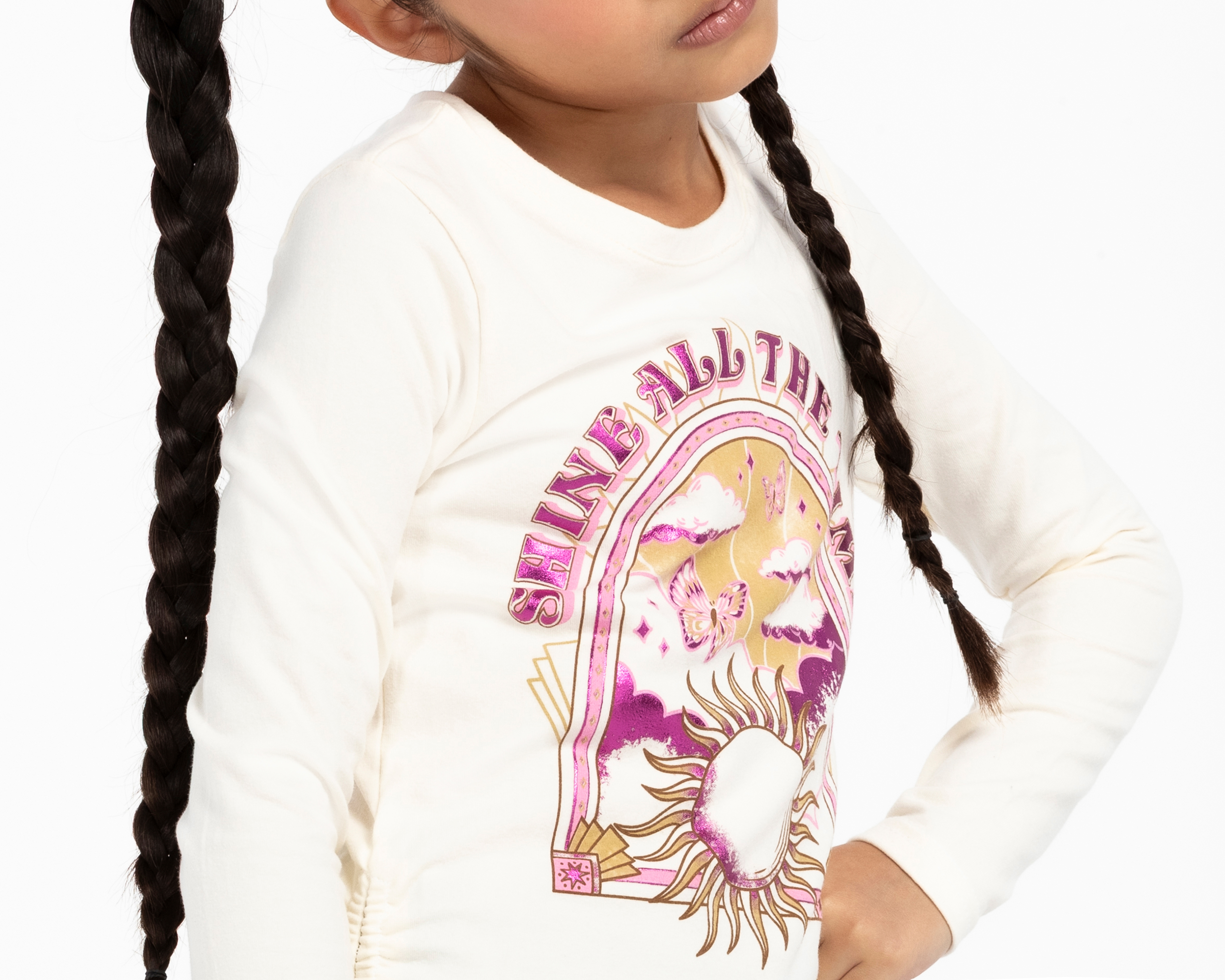 Foto 4 | Foto 4 | Playera Manga Larga Beige Girls Attitude para Niña