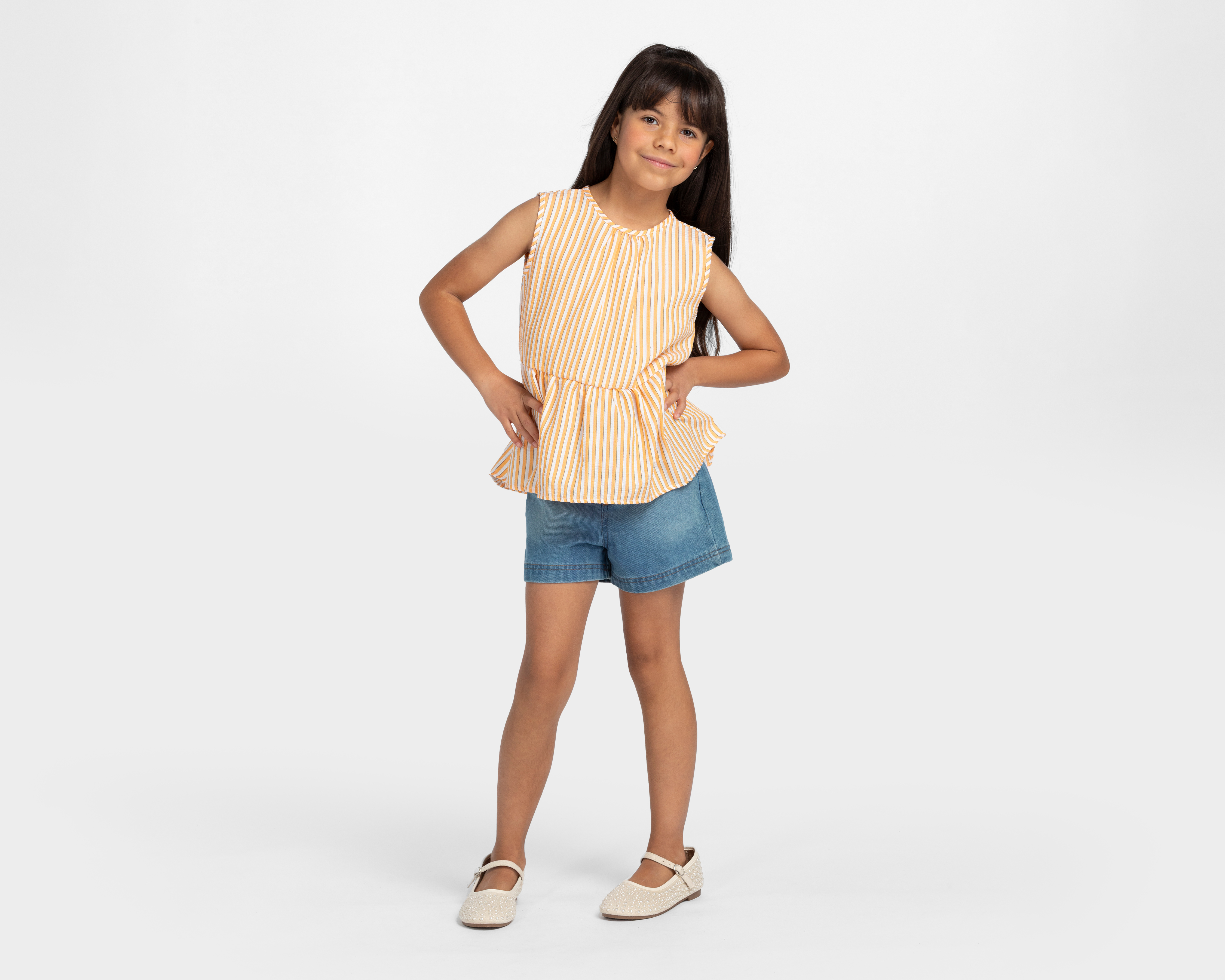 Foto 2 pulgar | Foto 1 | Blusa y Short con Cinturón Telitas para Niña