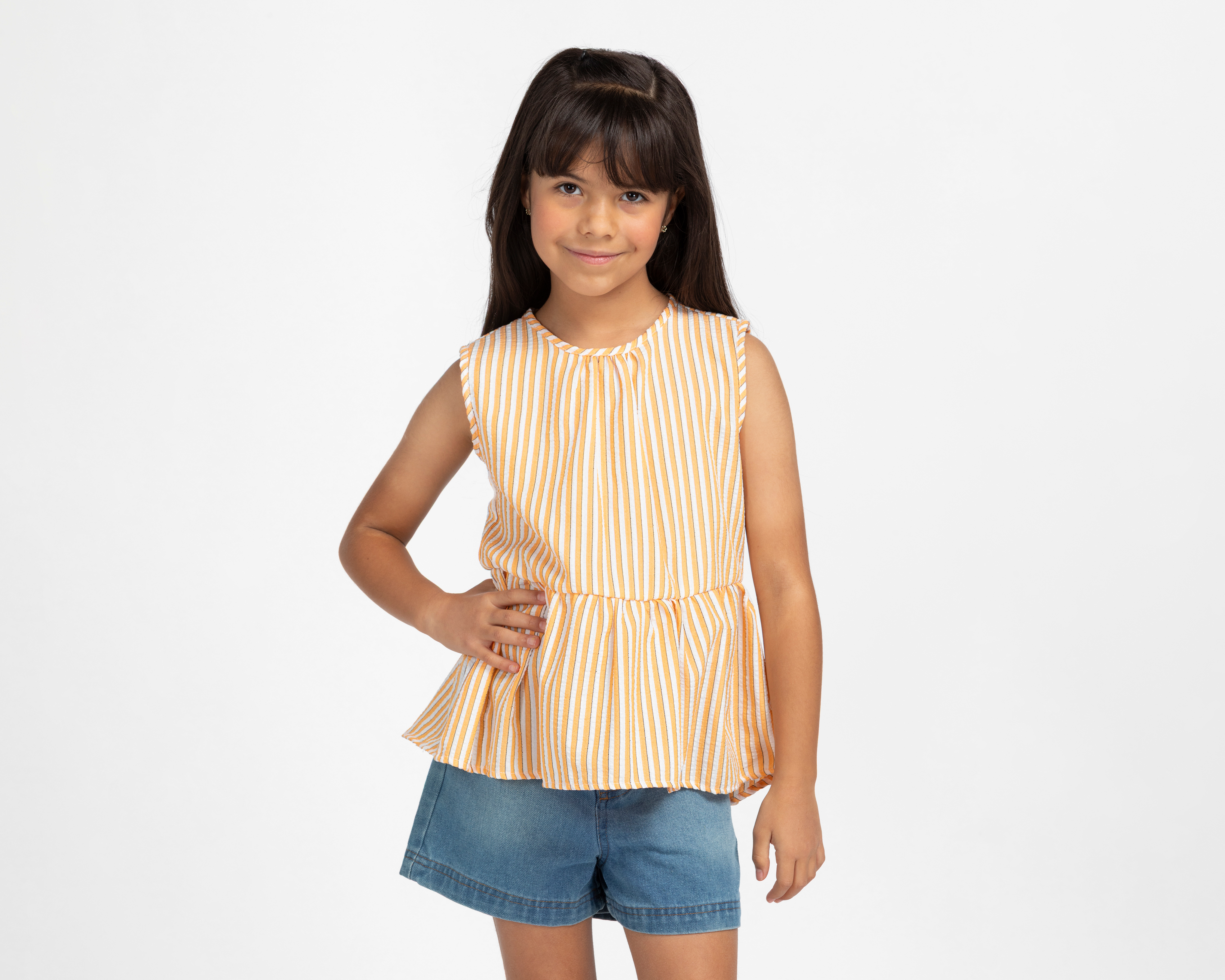 Foto 4 pulgar | Foto 3 | Blusa y Short con Cinturón Telitas para Niña