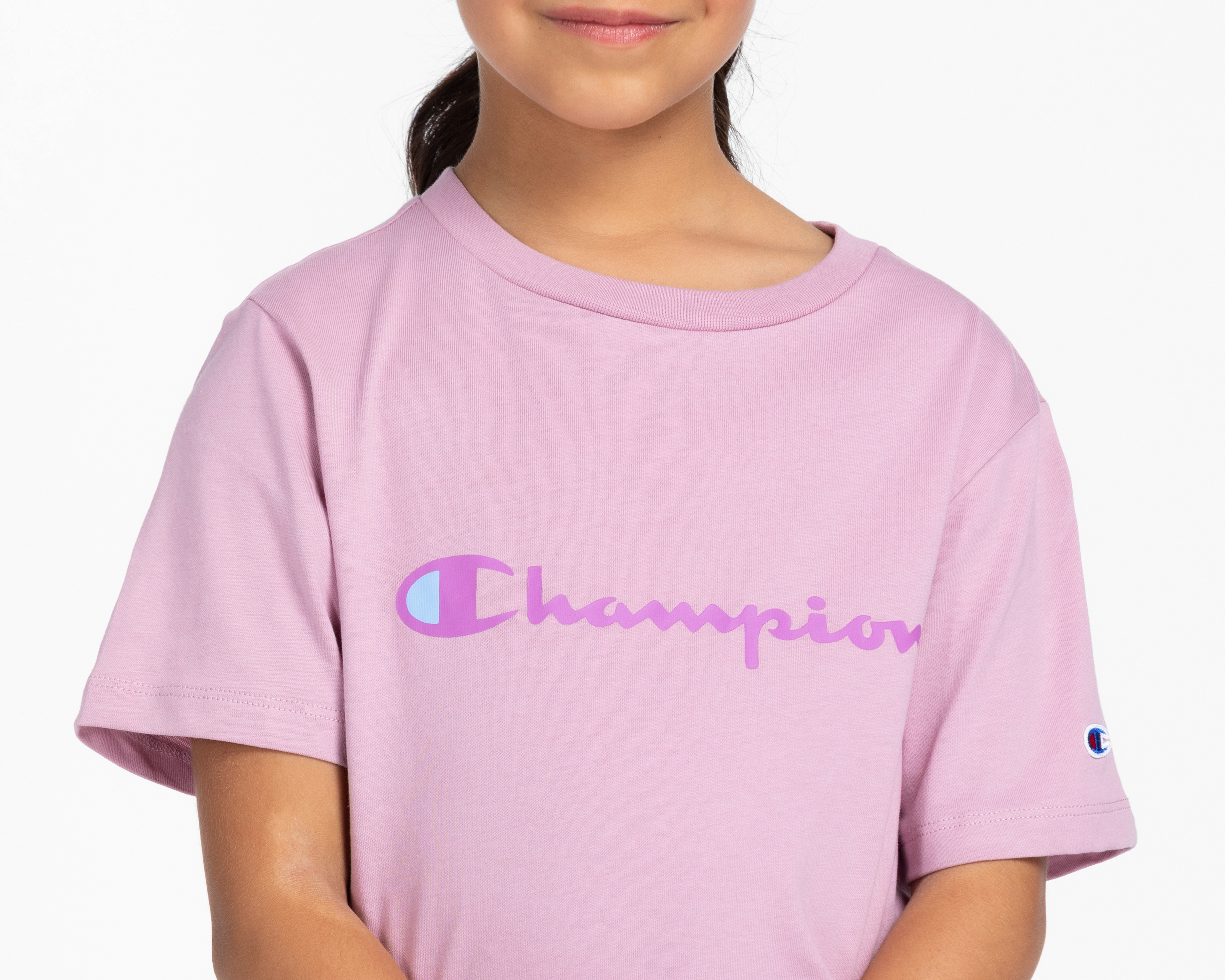 Foto 5 pulgar | Foto 4 | Playera de Cuello Redondo Rosa Champion para Niña