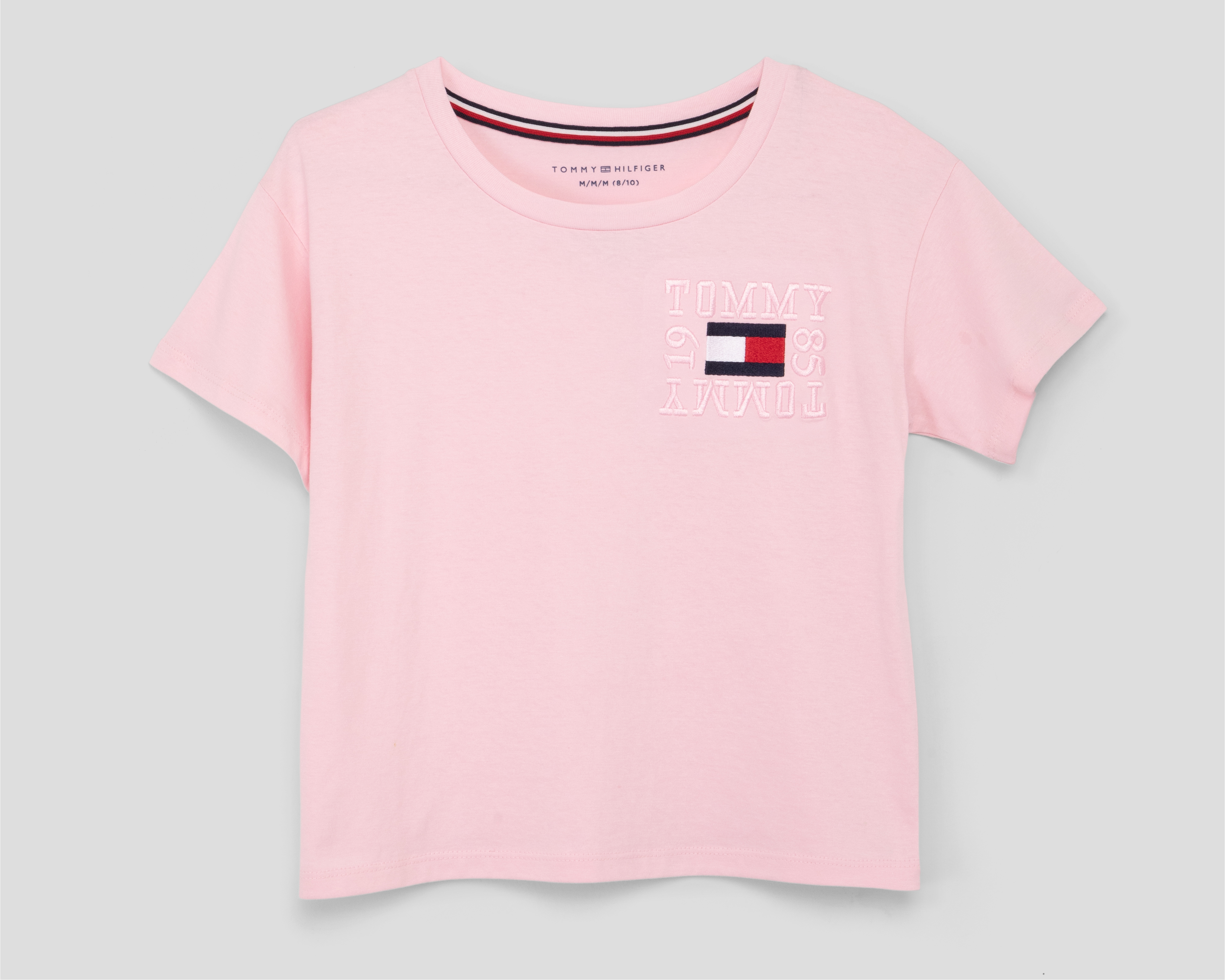 Foto 2 pulgar | Foto 1 | Playera Cuello Redondo Rosa Tommy Hilfiger para Niña