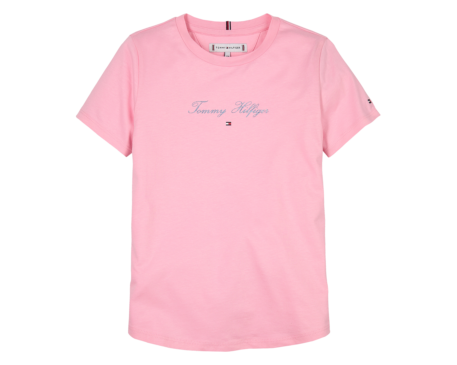 Foto 2 pulgar | Foto 1 | Playera de Cuello Redondo Rosa Tommy Hilfiger para Niña