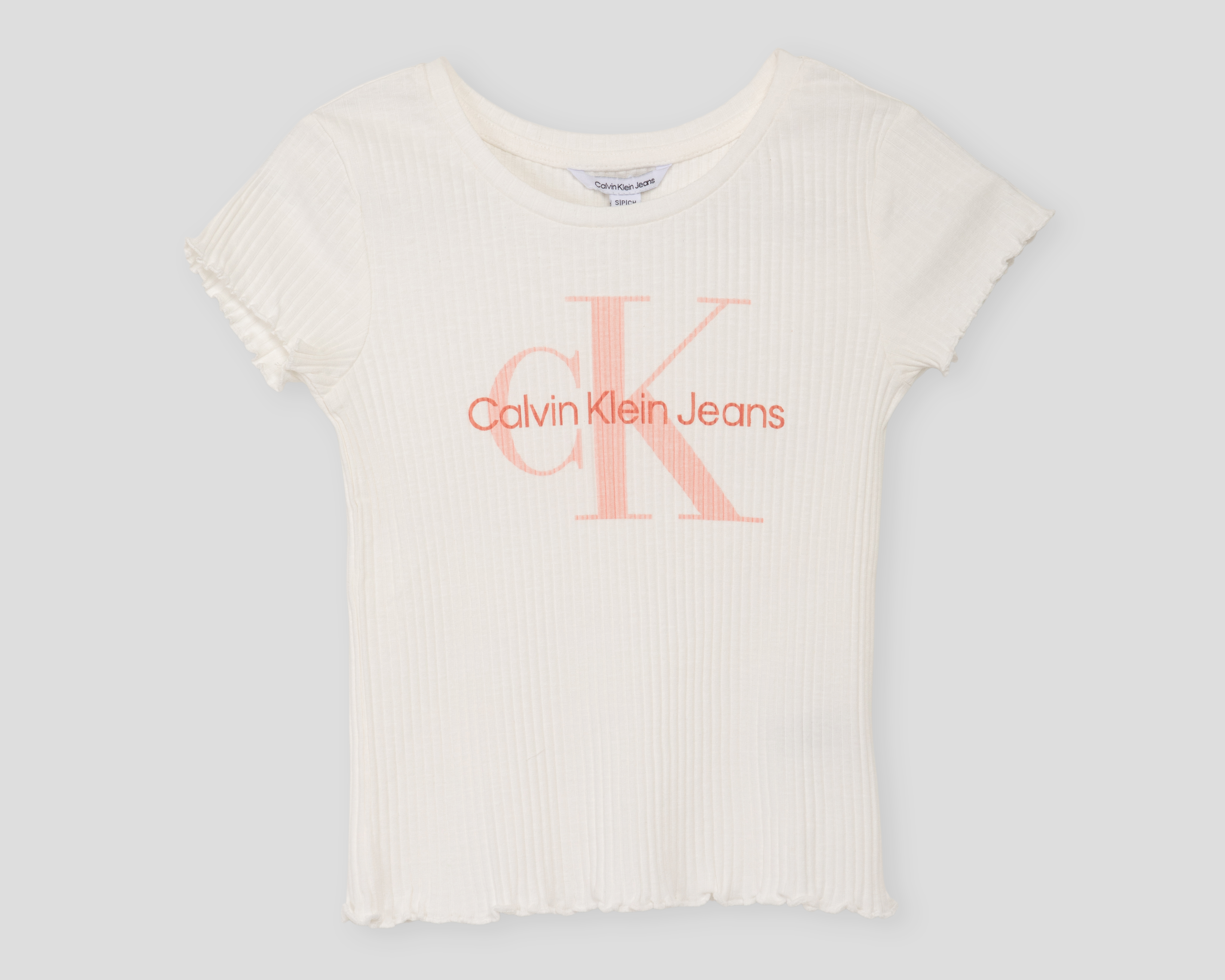 Playera de Cuello Redondo Beige Calvin Klein para Niña