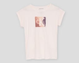 Playera de Cuello Redondo Rosa Calvin Klein para Niña