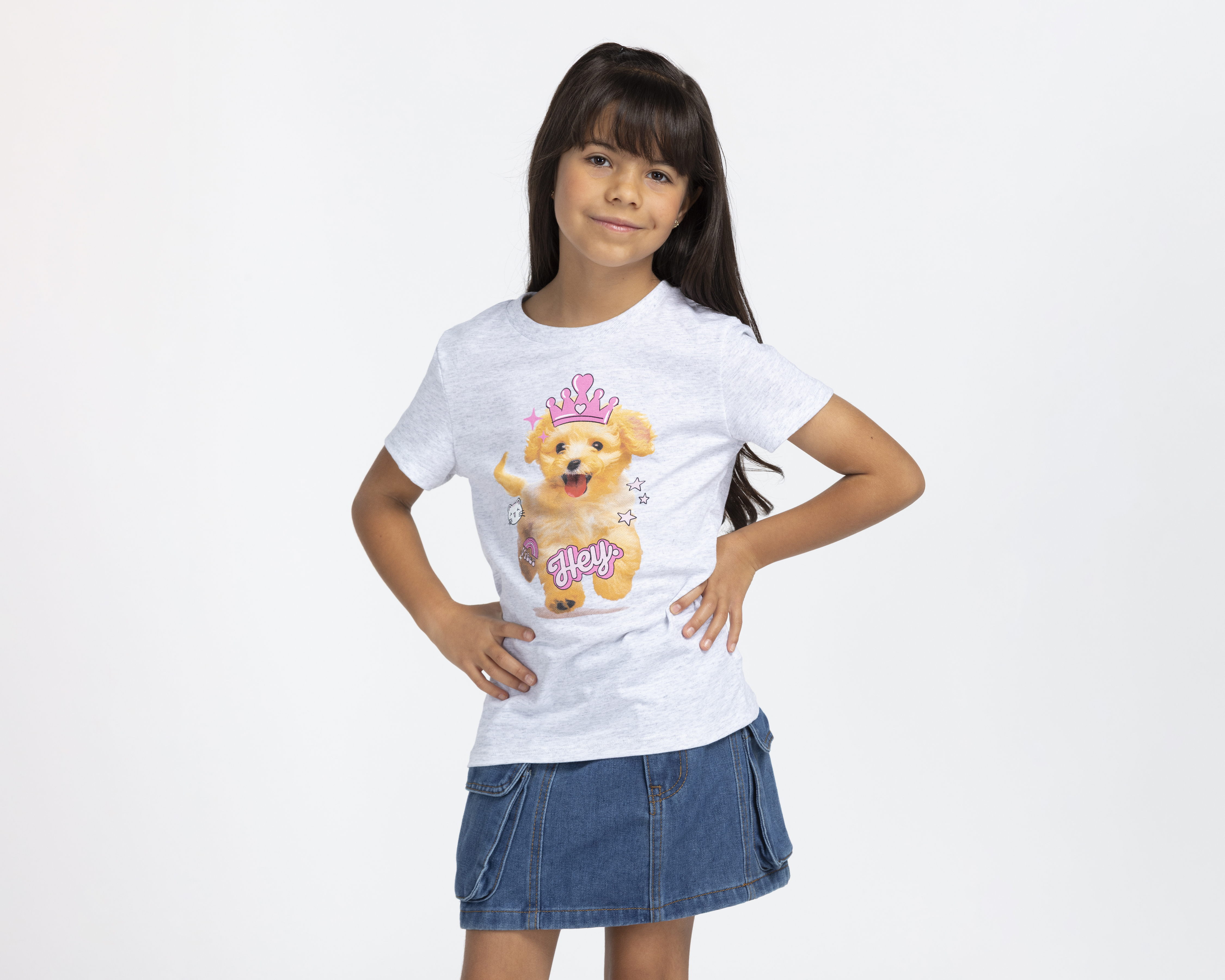 Playera de Cuello Redondo Gris Action Gear para Niña