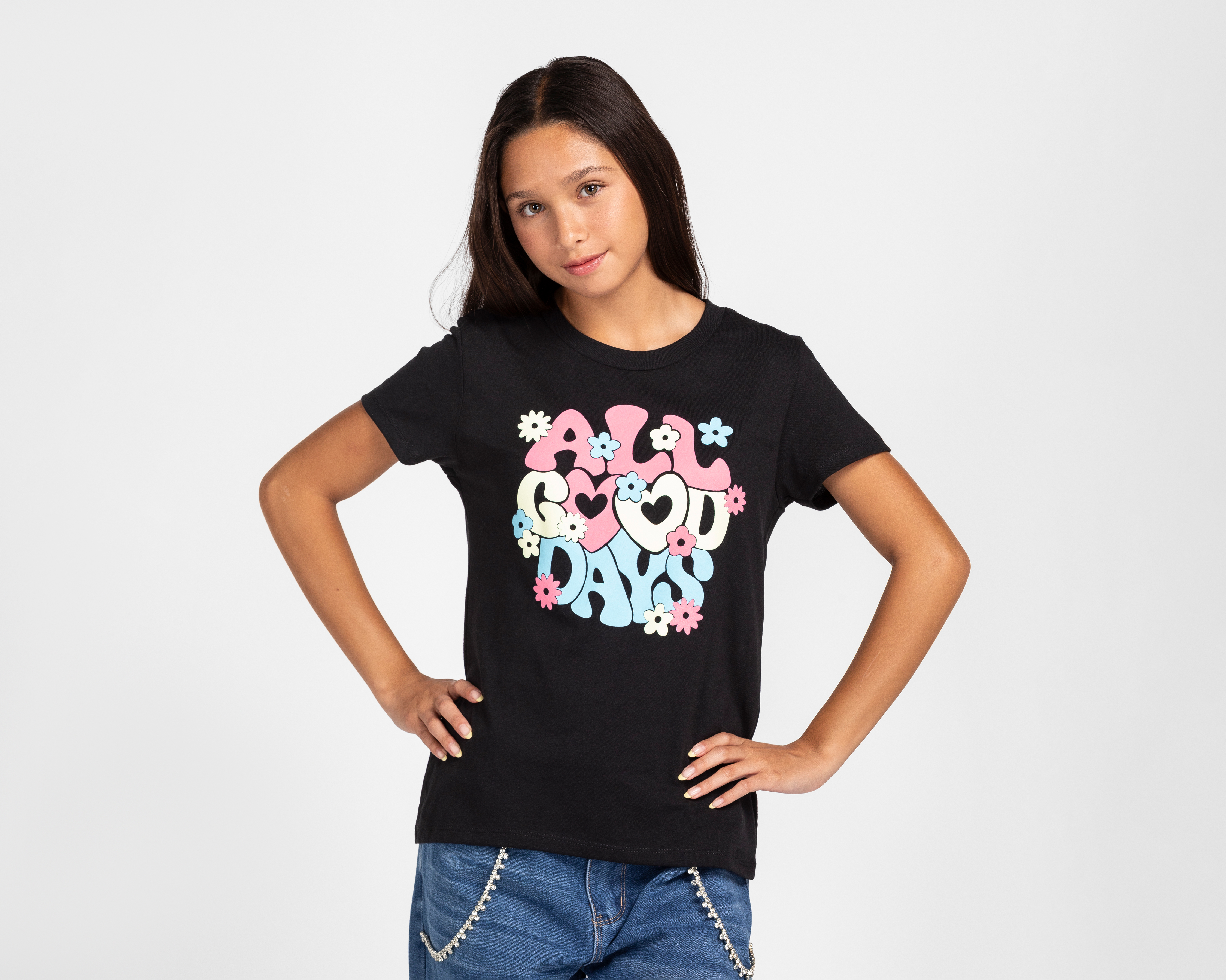 Playera de Cuello Redondo Negra Action Gear Juvenil
