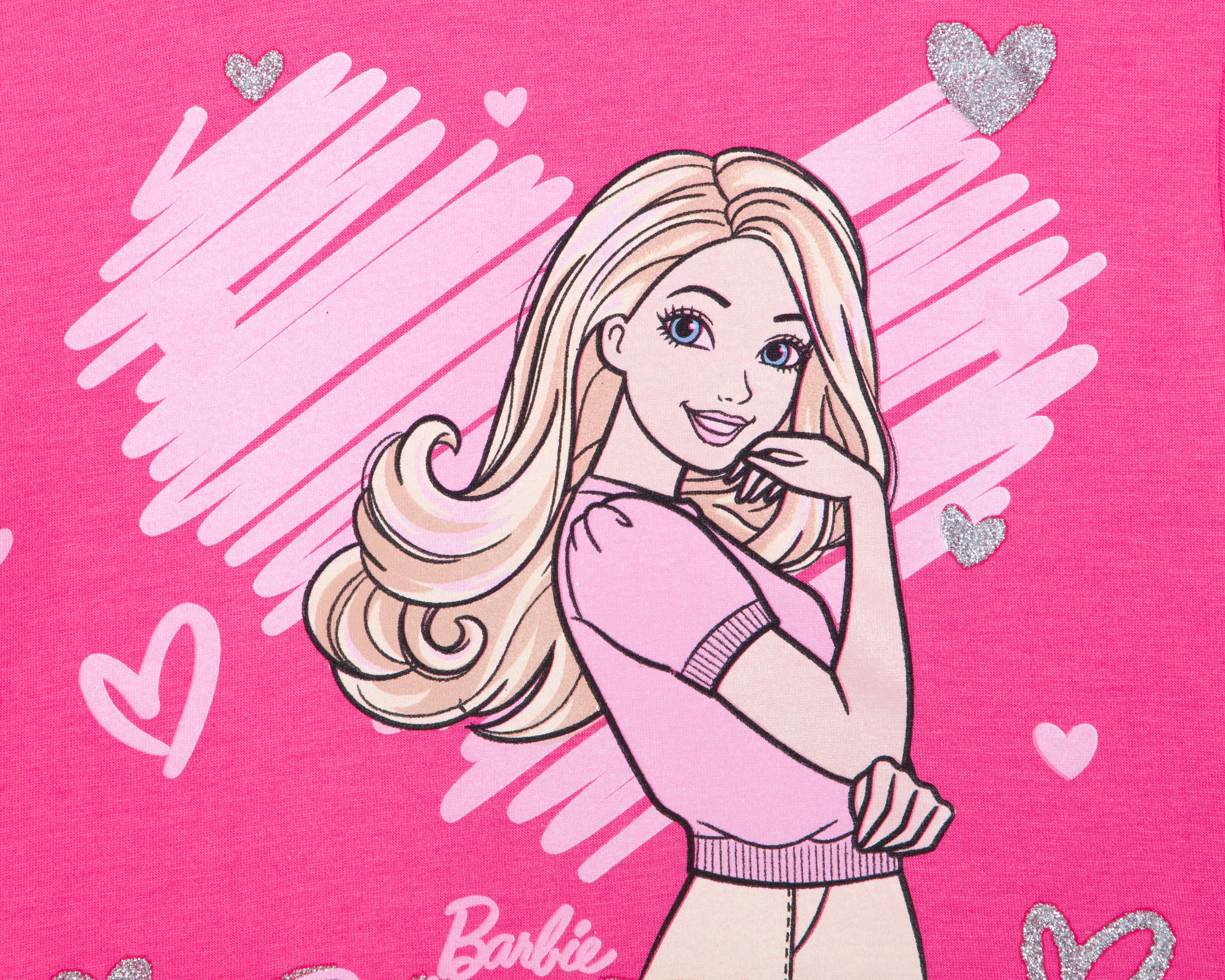 Foto 4 pulgar | Foto 3 | Playera de Cuello Redondo Rosa Barbie para Niña