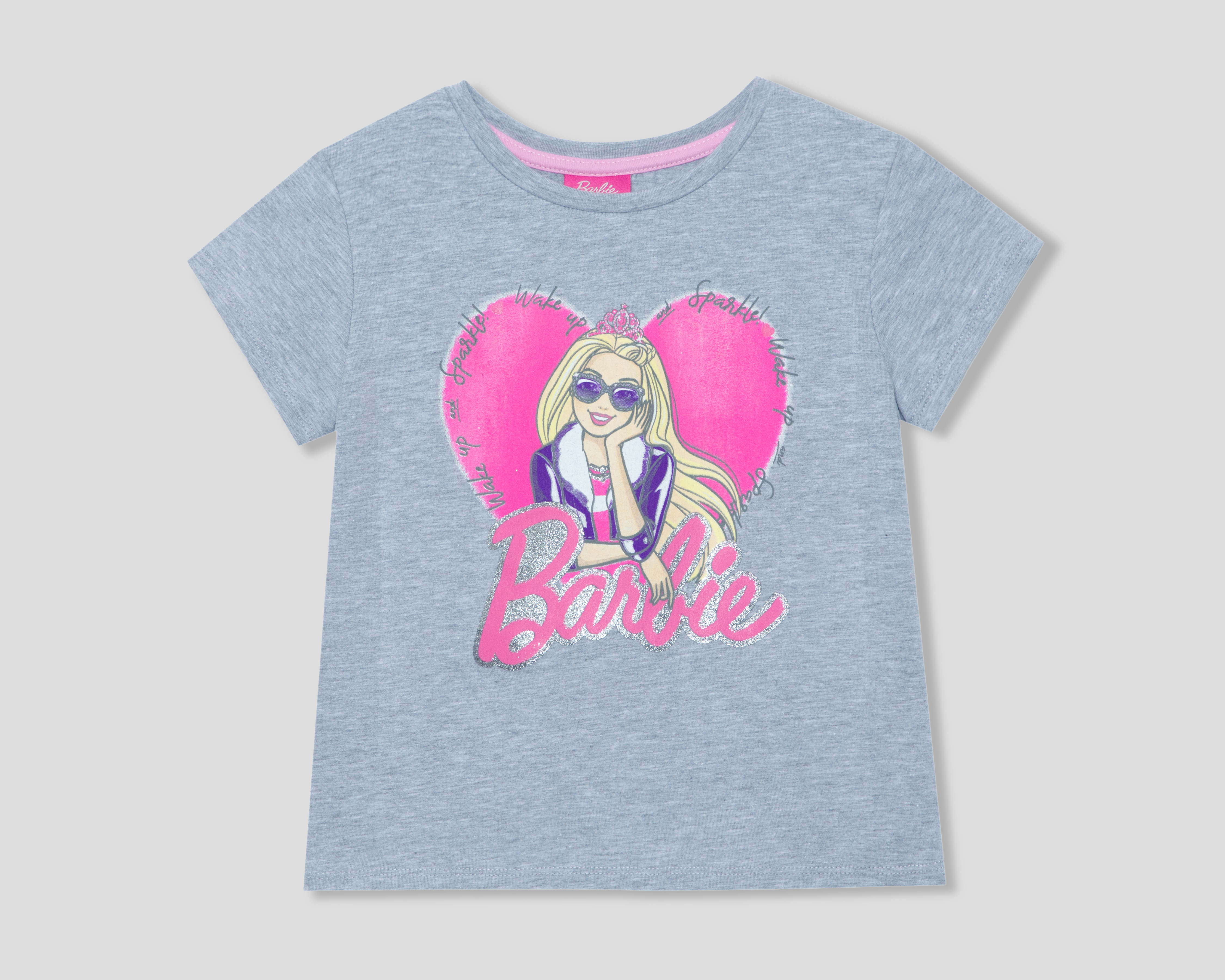 Foto 2 pulgar | Foto 1 | Playera de Cuello Redondo Gris Barbie para Niña
