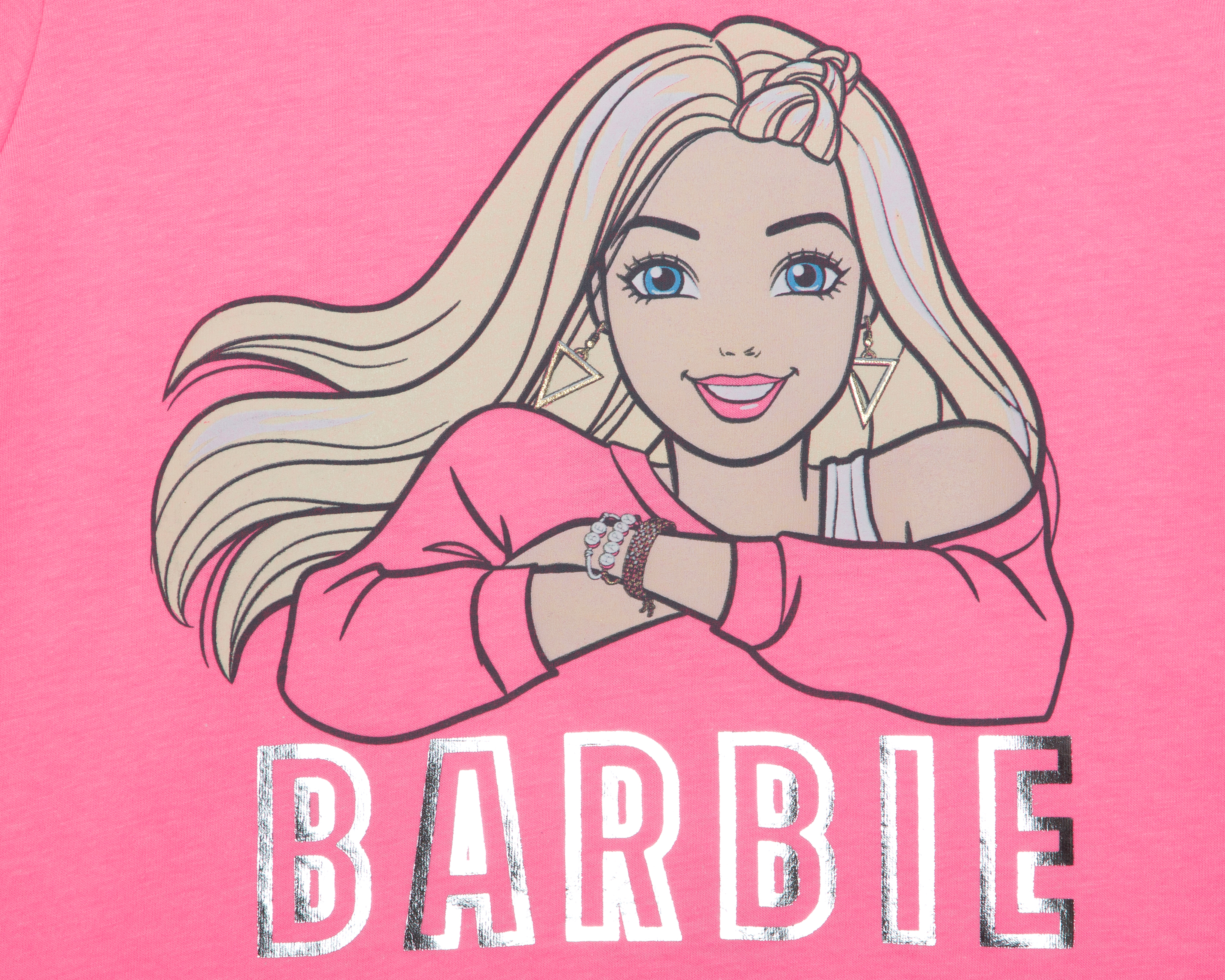 Foto 4 pulgar | Foto 3 | Playera de Cuello Redondo Rosa Barbie para Niña