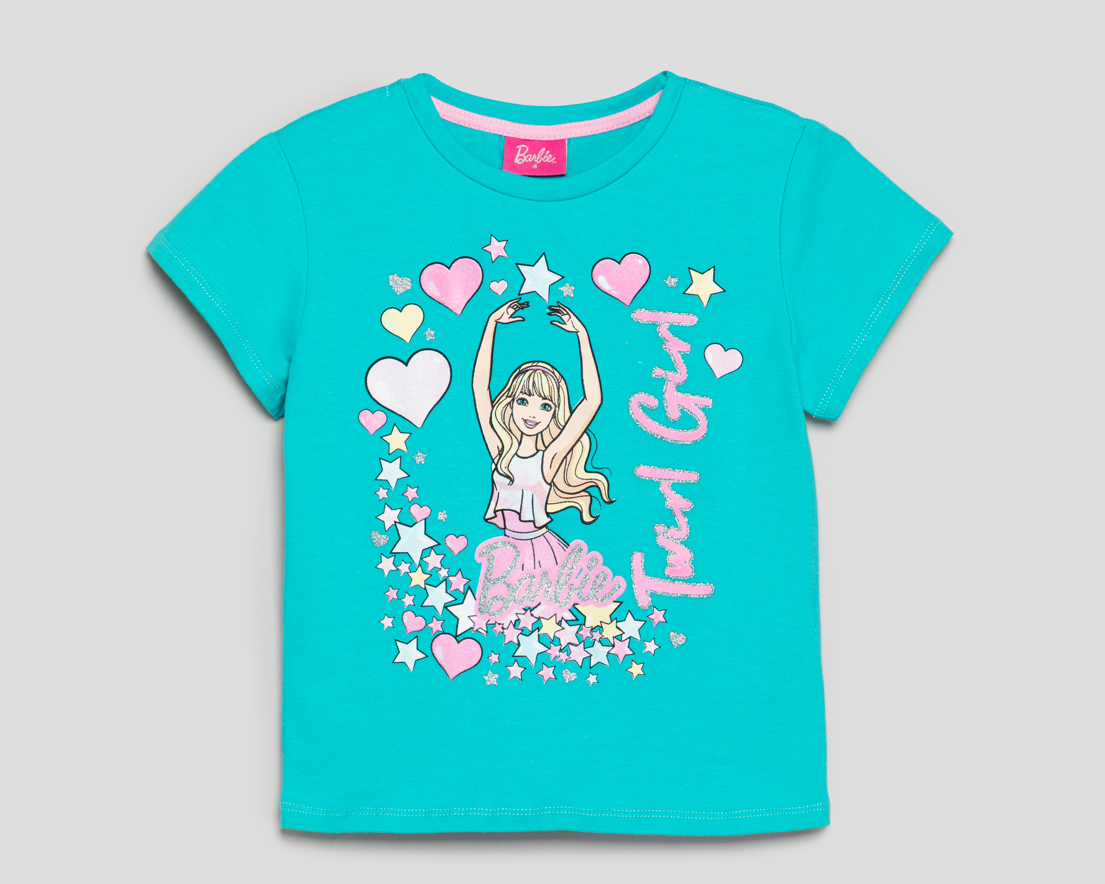 Playera de Cuello Redondo Aqua Barbie para Niña