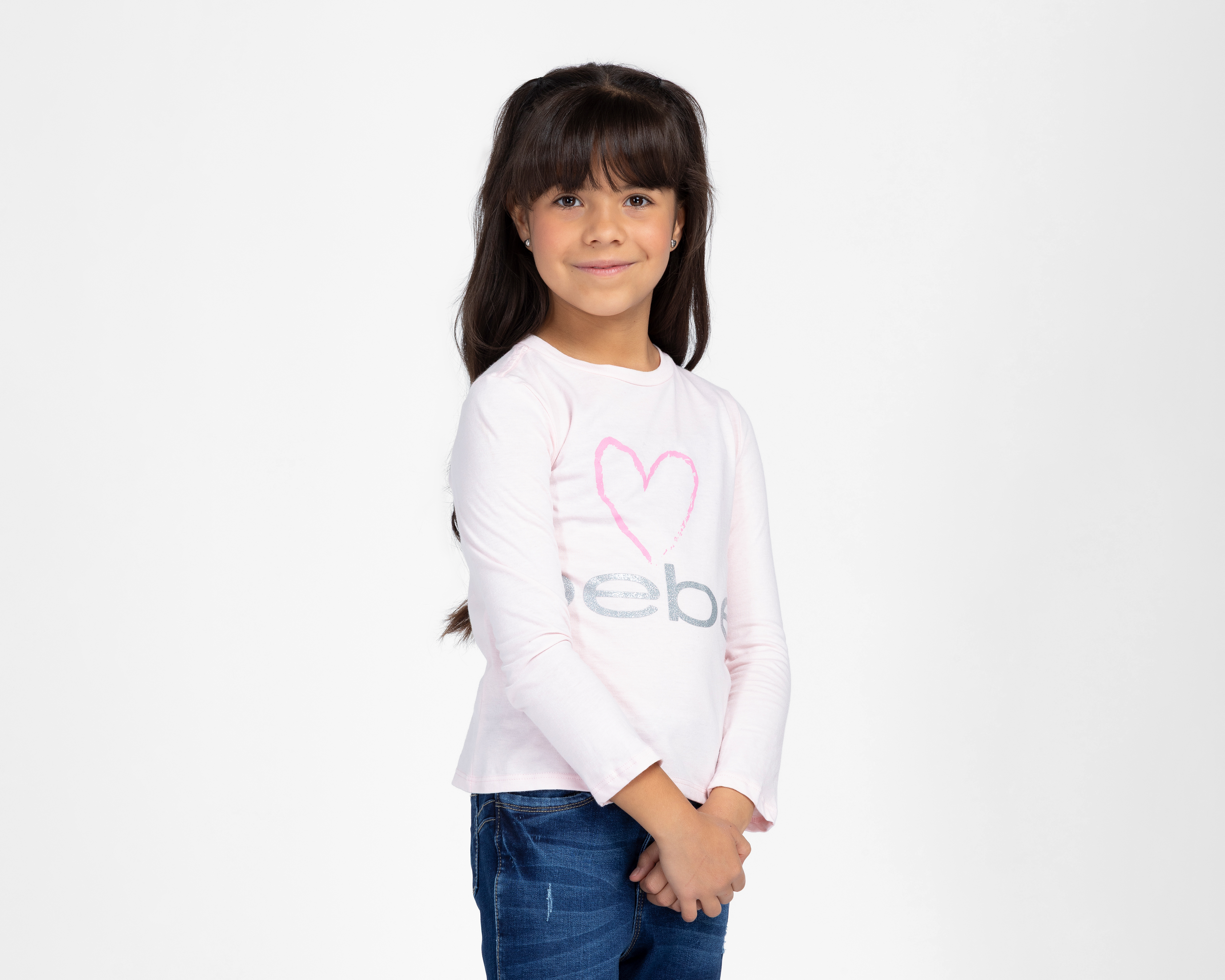 Foto 2 pulgar | Foto 1 | Playera Manga Larga Cuello Redondo Rosa Bebe para Niña