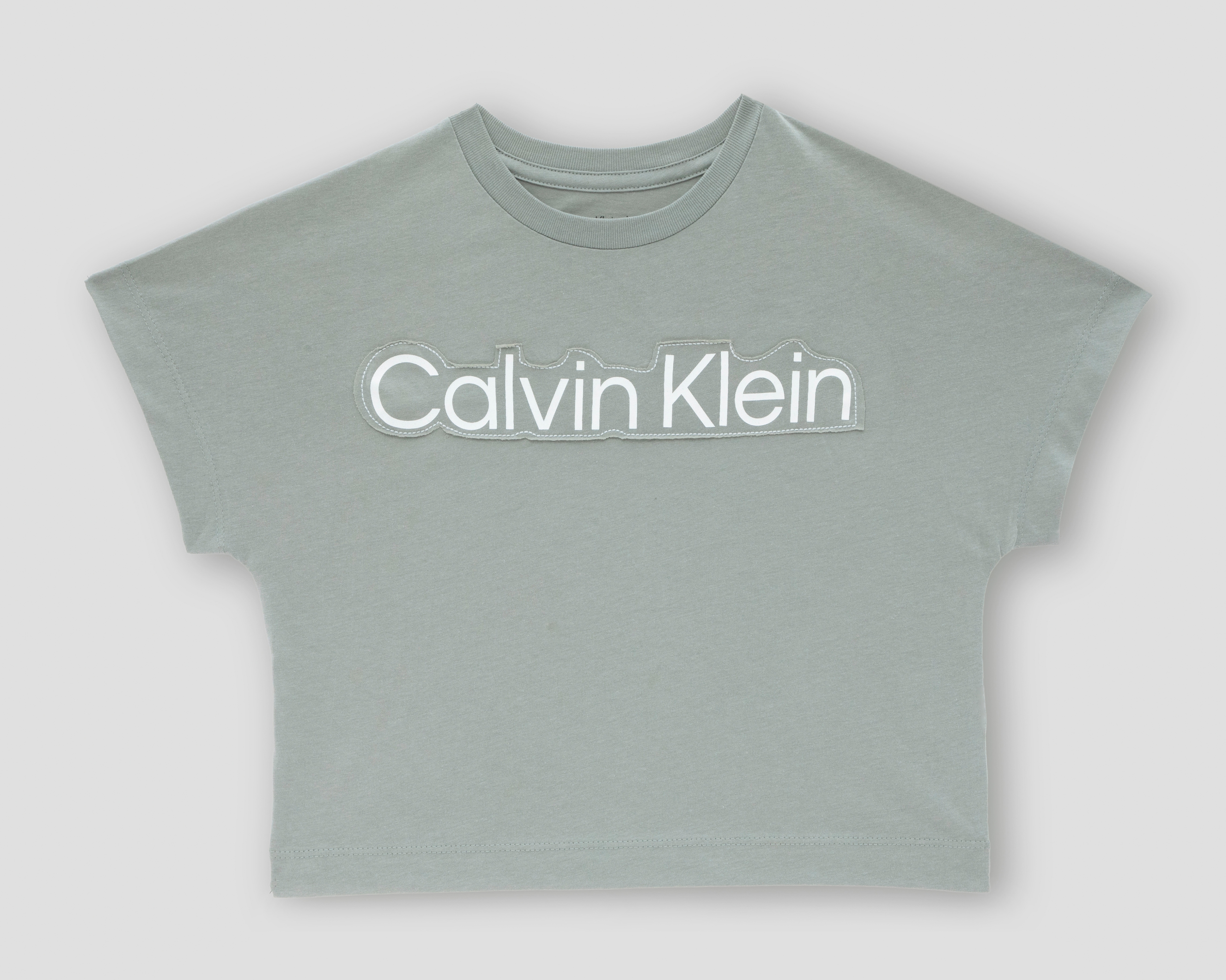 Foto 2 pulgar | Foto 1 | Playera de Cuello Redondo Verde Calvin Klein para Niña