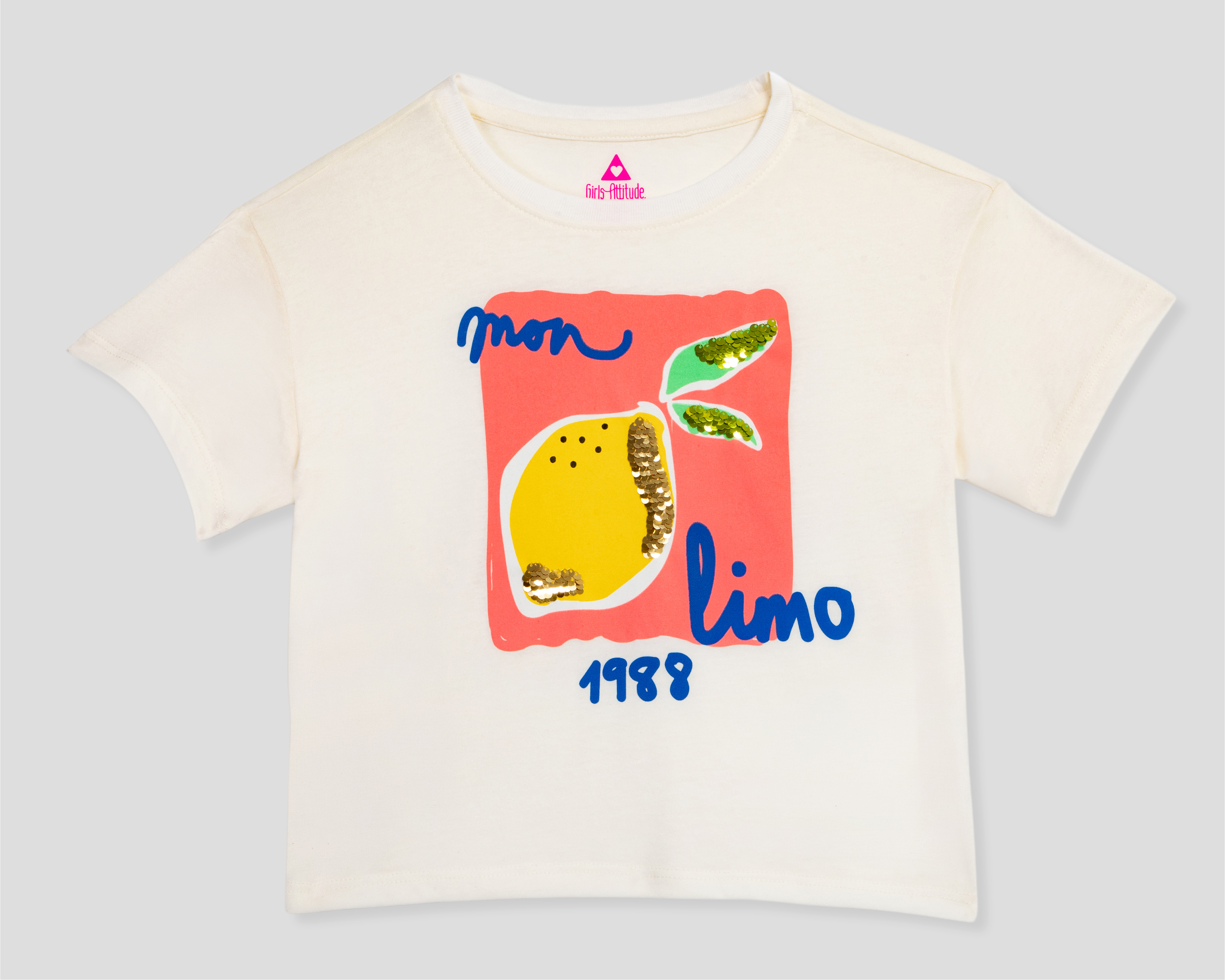 Playera de Cuello Redondo Beige Girls Attitude para Niña