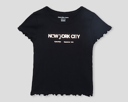 Playera de Cuello Redondo Negra Calvin Klein para Niña