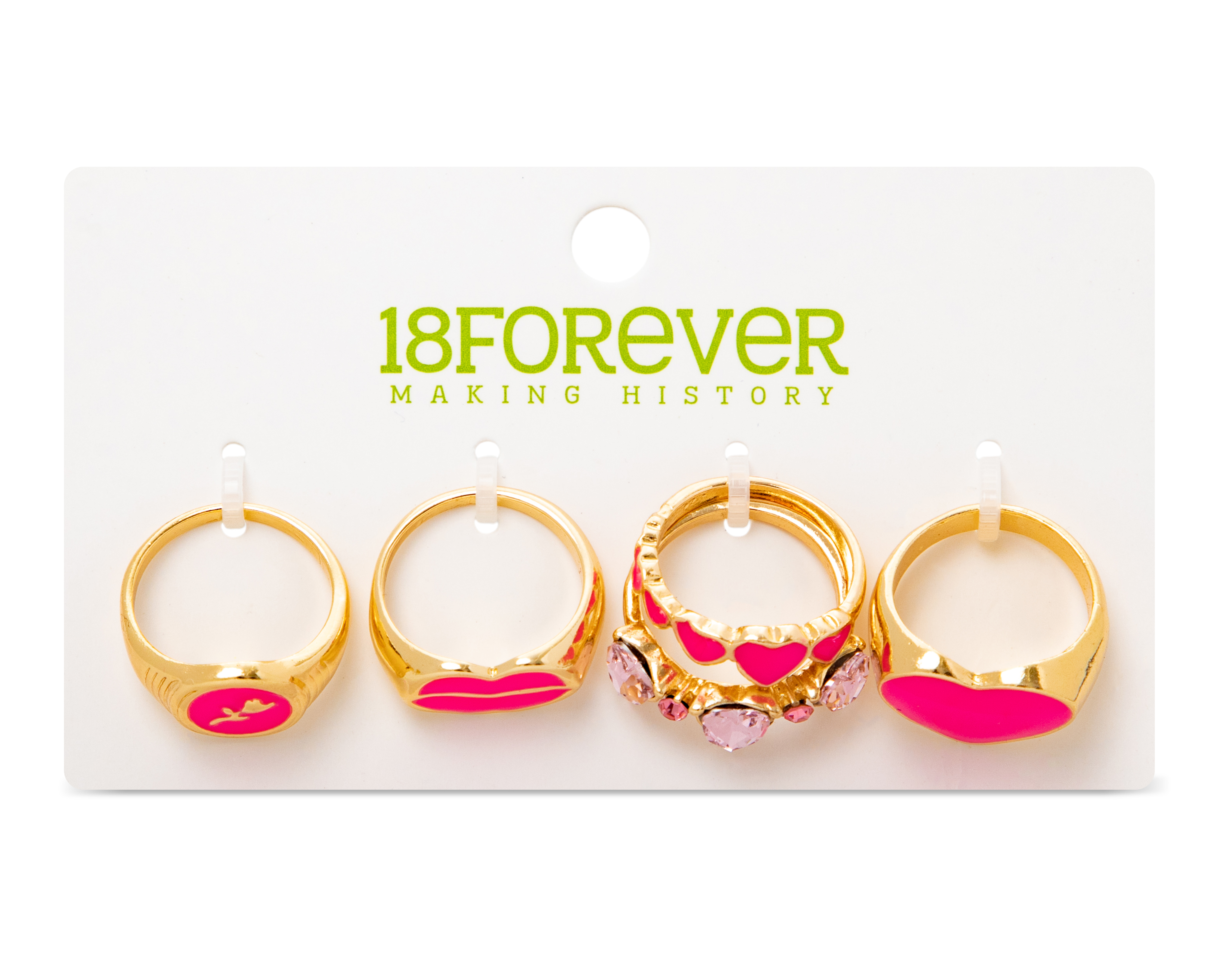 Anillo Dorado de Plástico 18 Forever 5 Piezas