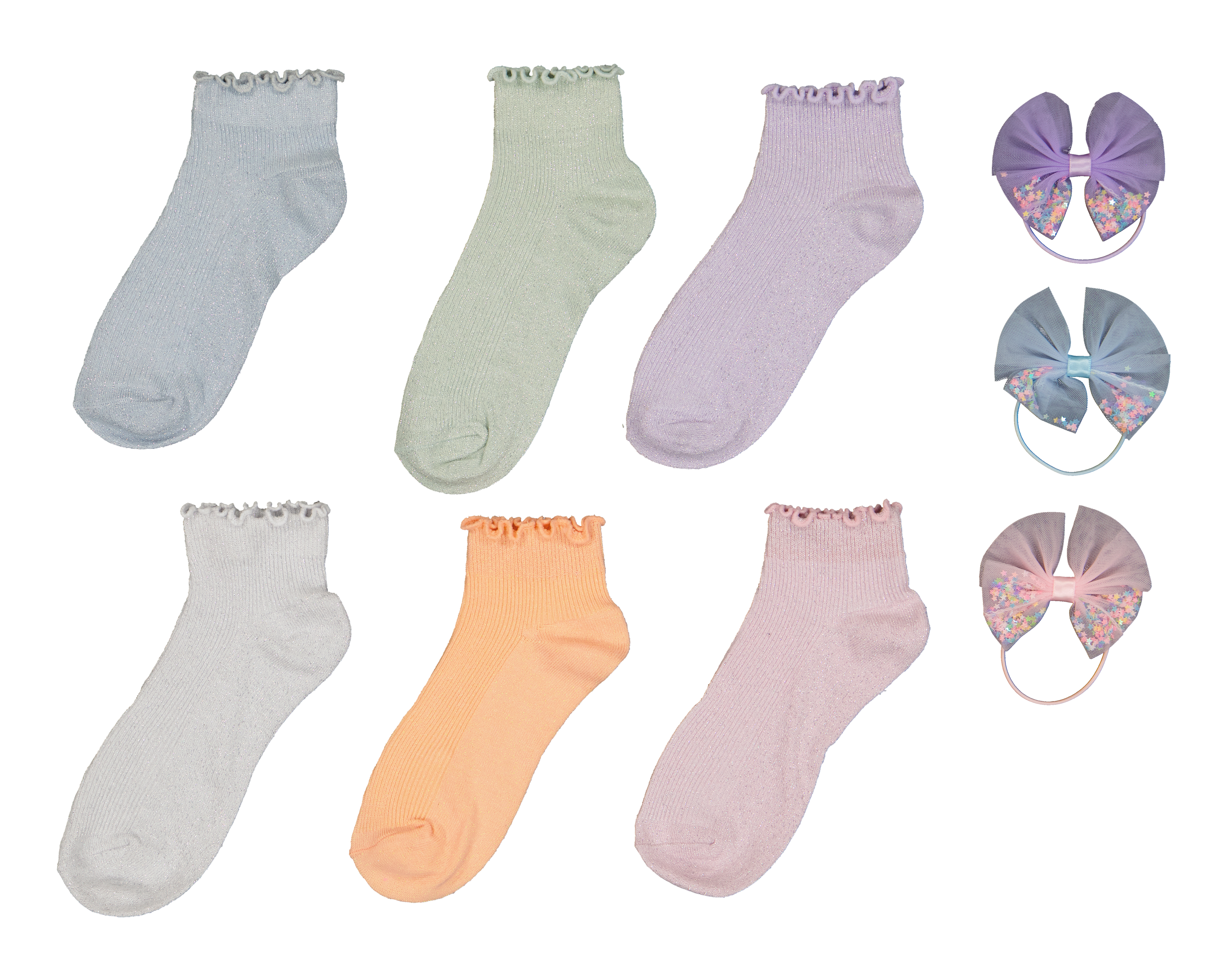 Foto 2 pulgar | Foto 1 | Calcetas Girls Attitude para Niña 6 Pares con Ligas para Cabello