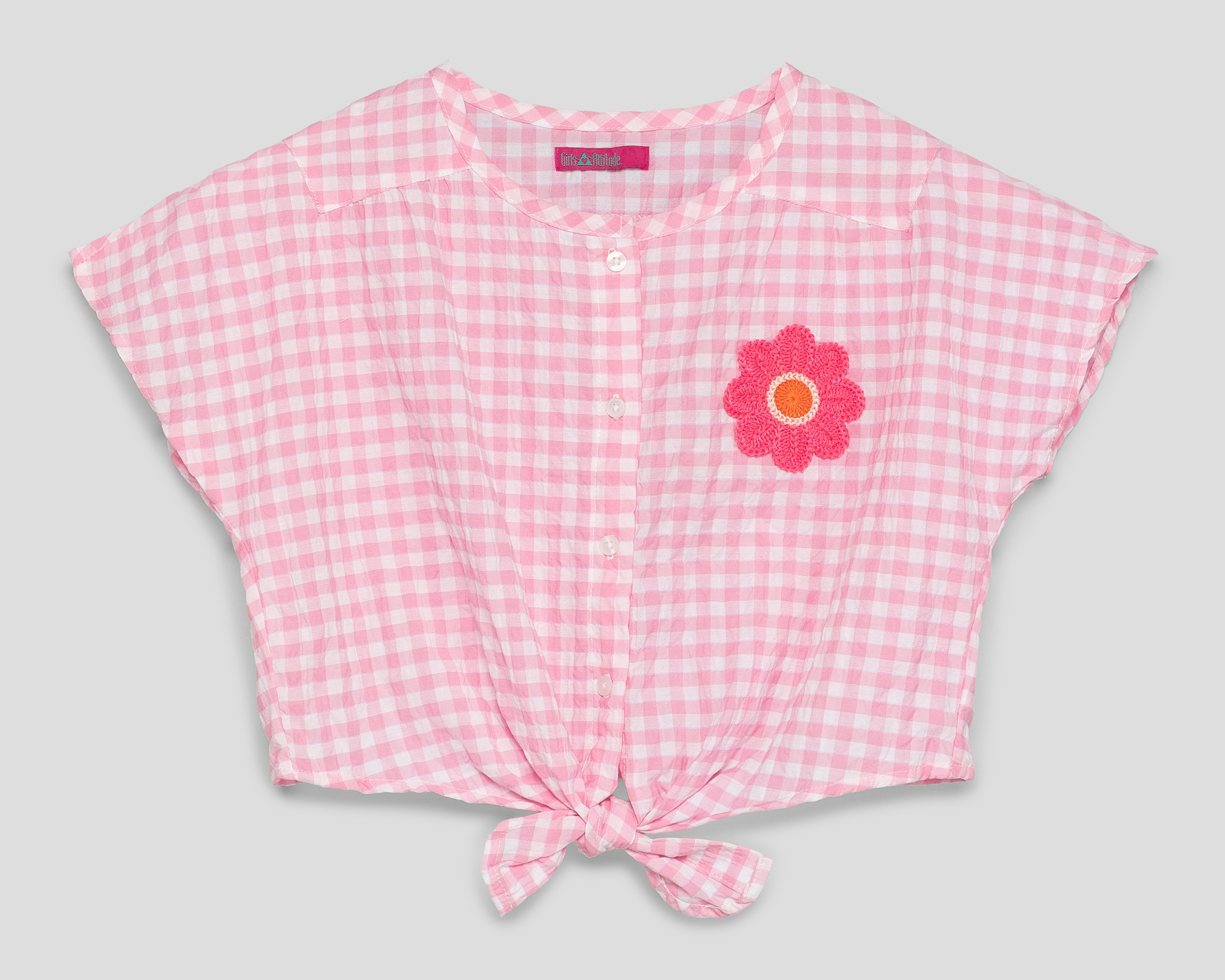 Foto 2 pulgar | Foto 1 | Blusa de Cuello Redondo Rosa Girls Attitude para Niña