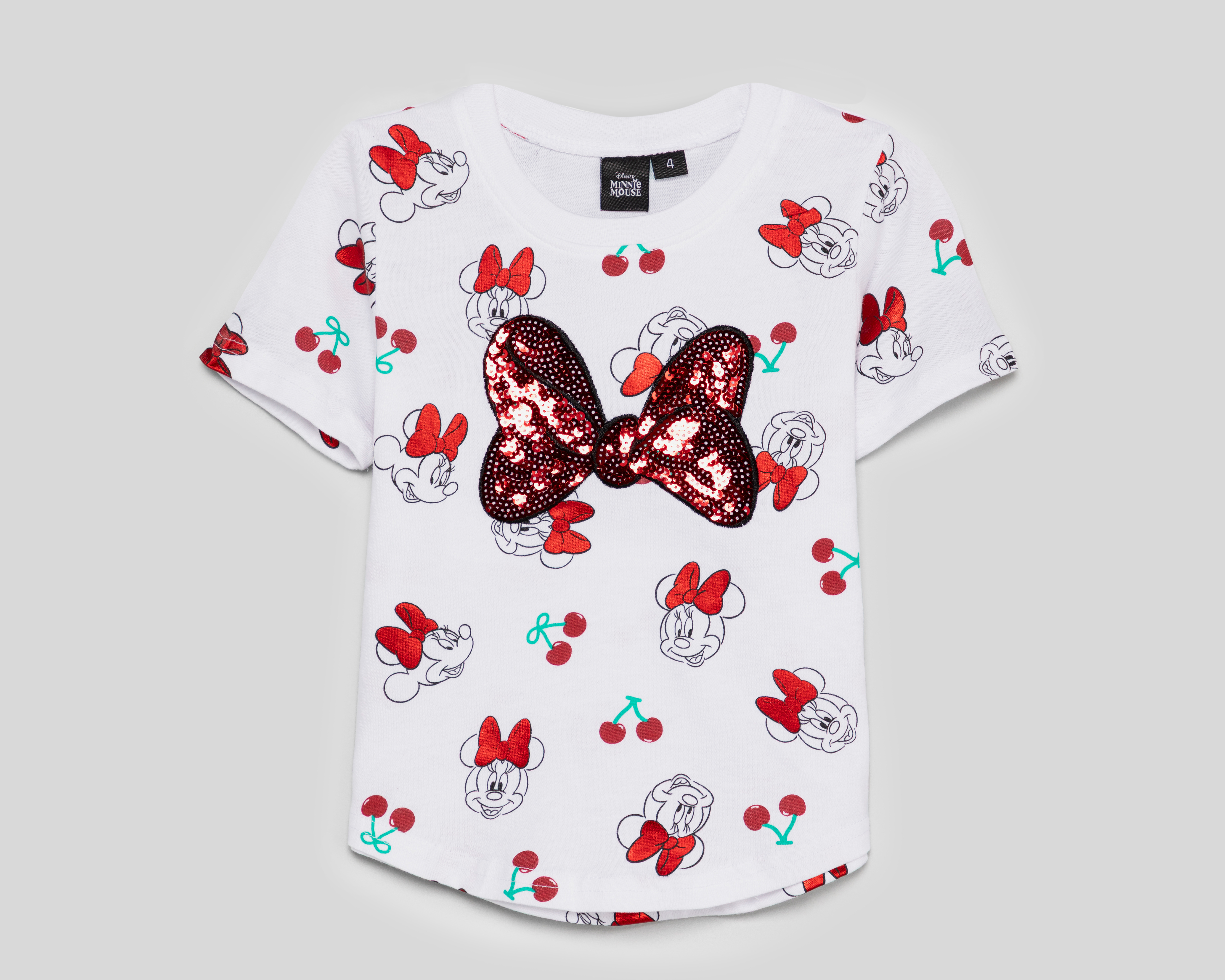 Foto 2 pulgar | Foto 1 | Playera de Cuello Redondo Blanca Disney Minnie Mouse para Niña