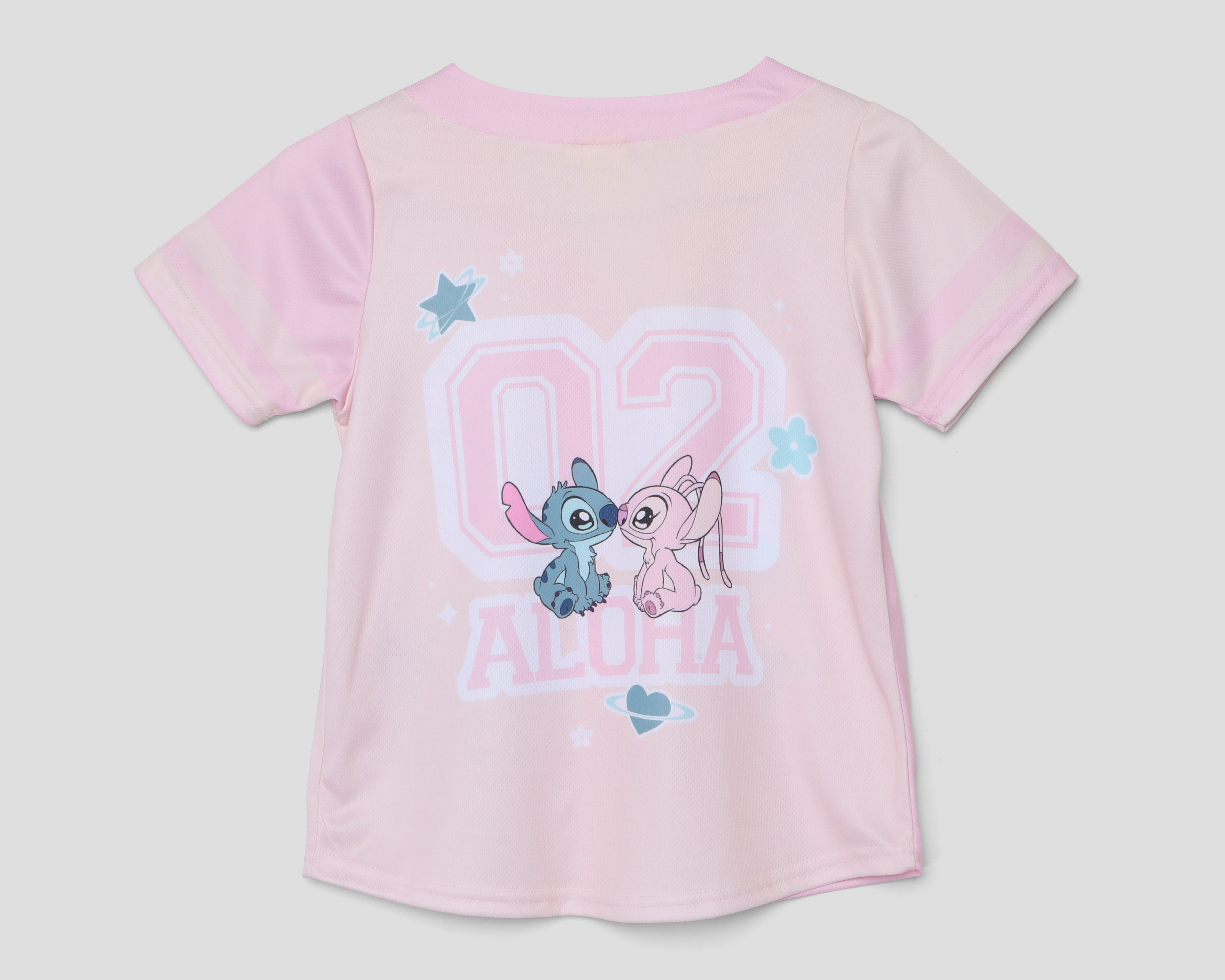 Foto 3 pulgar | Foto 2 | Playera de Cuello V Rosa Disney Lilo & Stitch para Niña