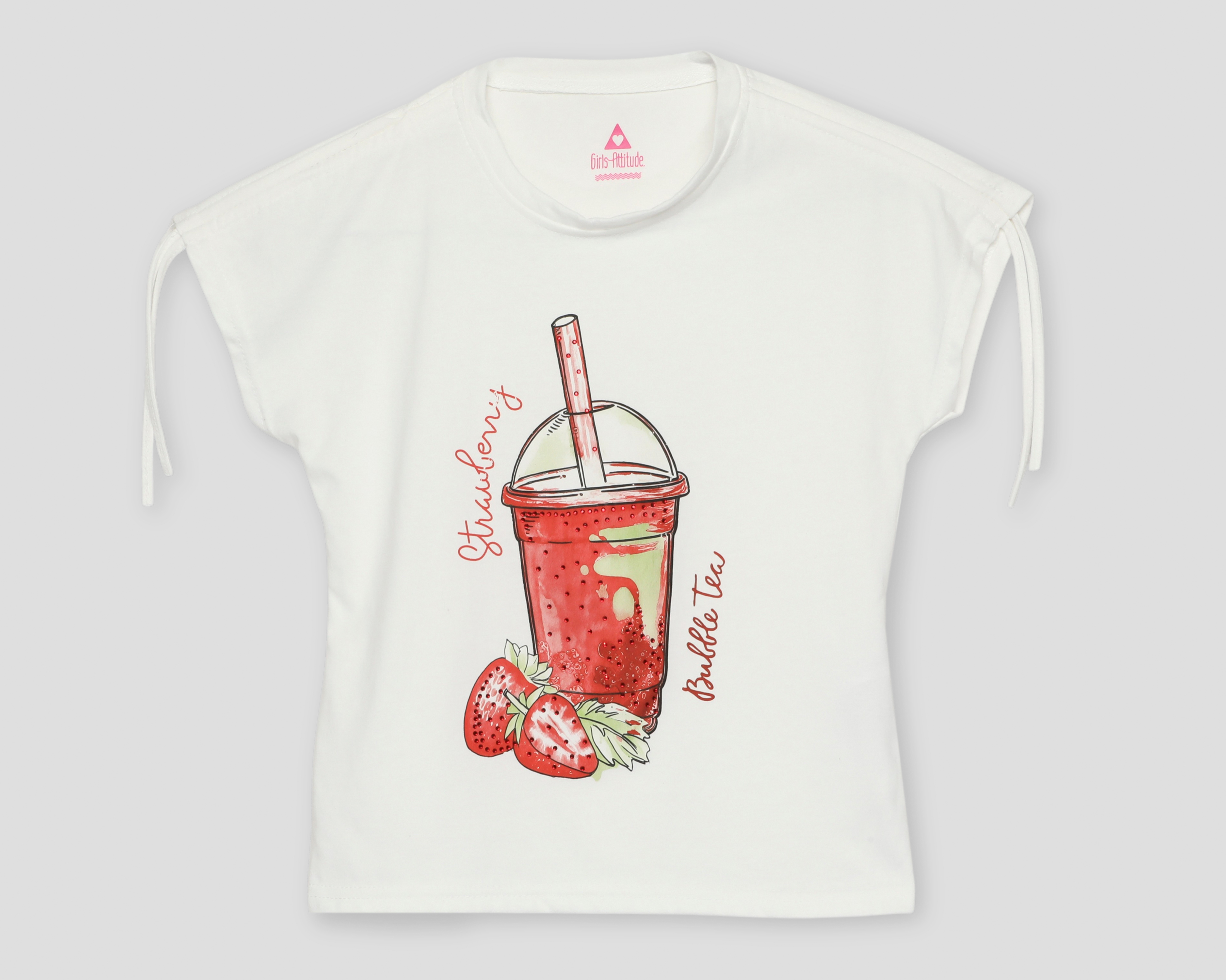 Playera de Cuello Redondo Blanca Girls Attitude para Niña