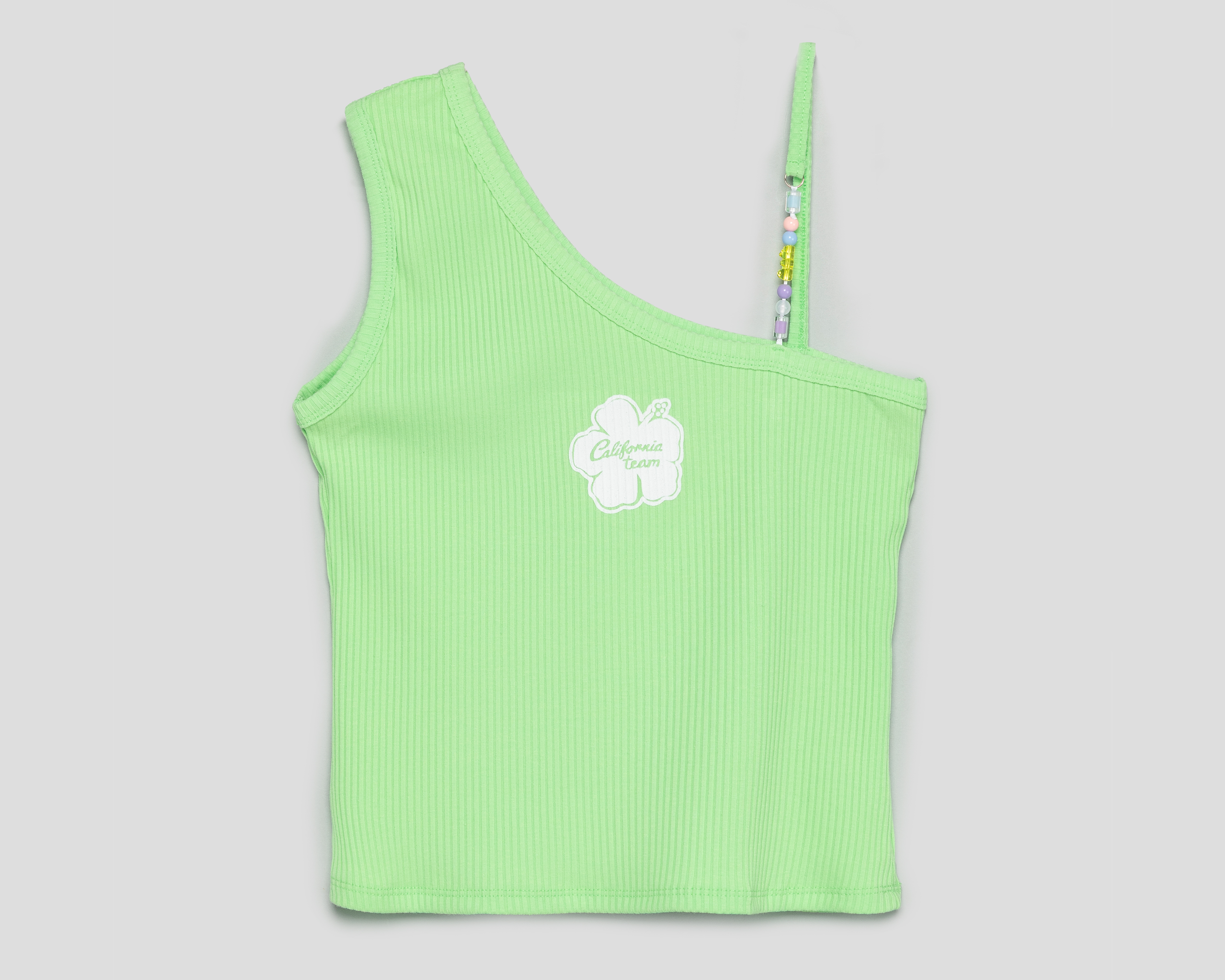 Playera de Cuello Asimétrico Verde Girls Attitude para Niña