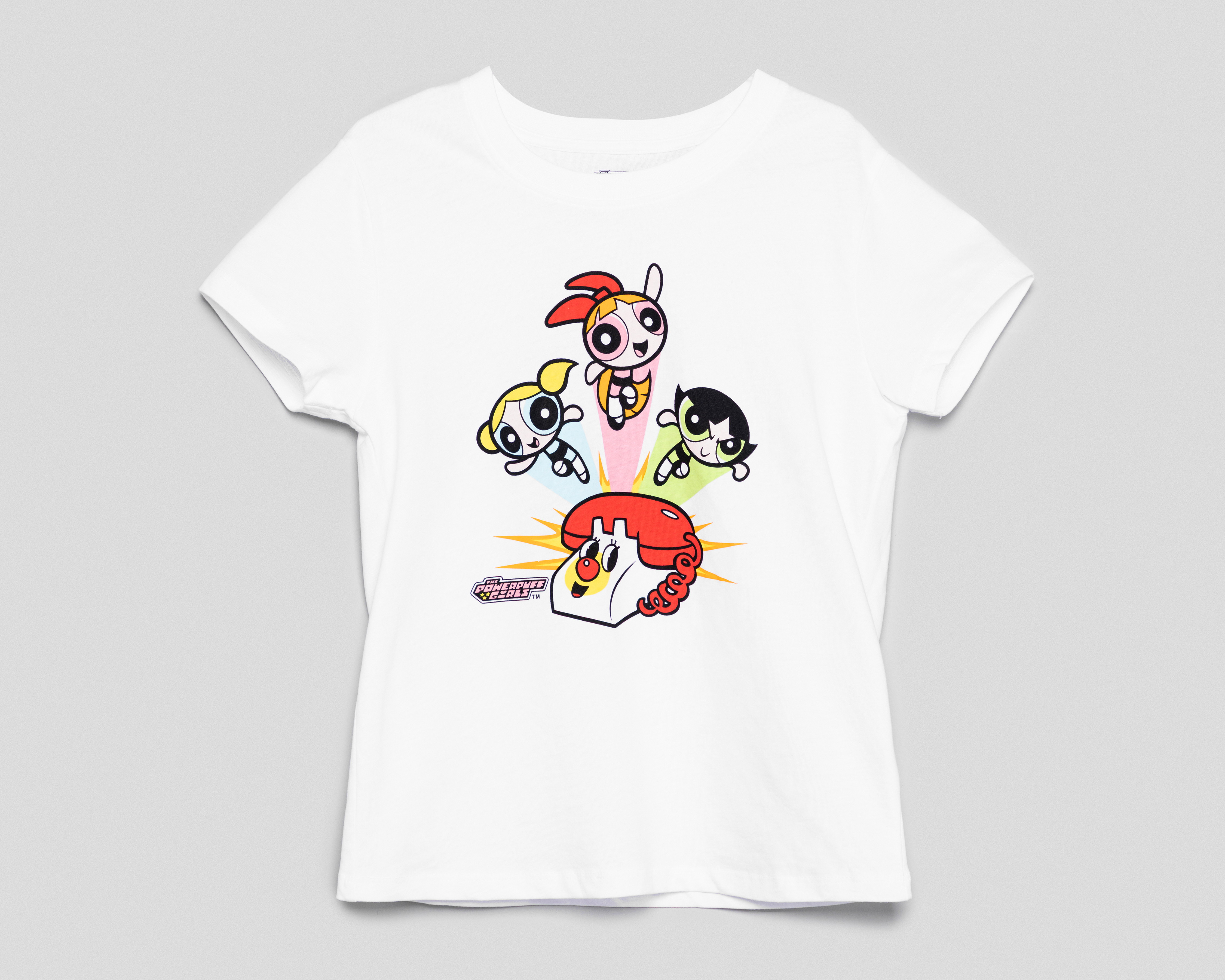 Playera de Cuello Redondo Blanca Las Chicas Superpoderosas para Niña