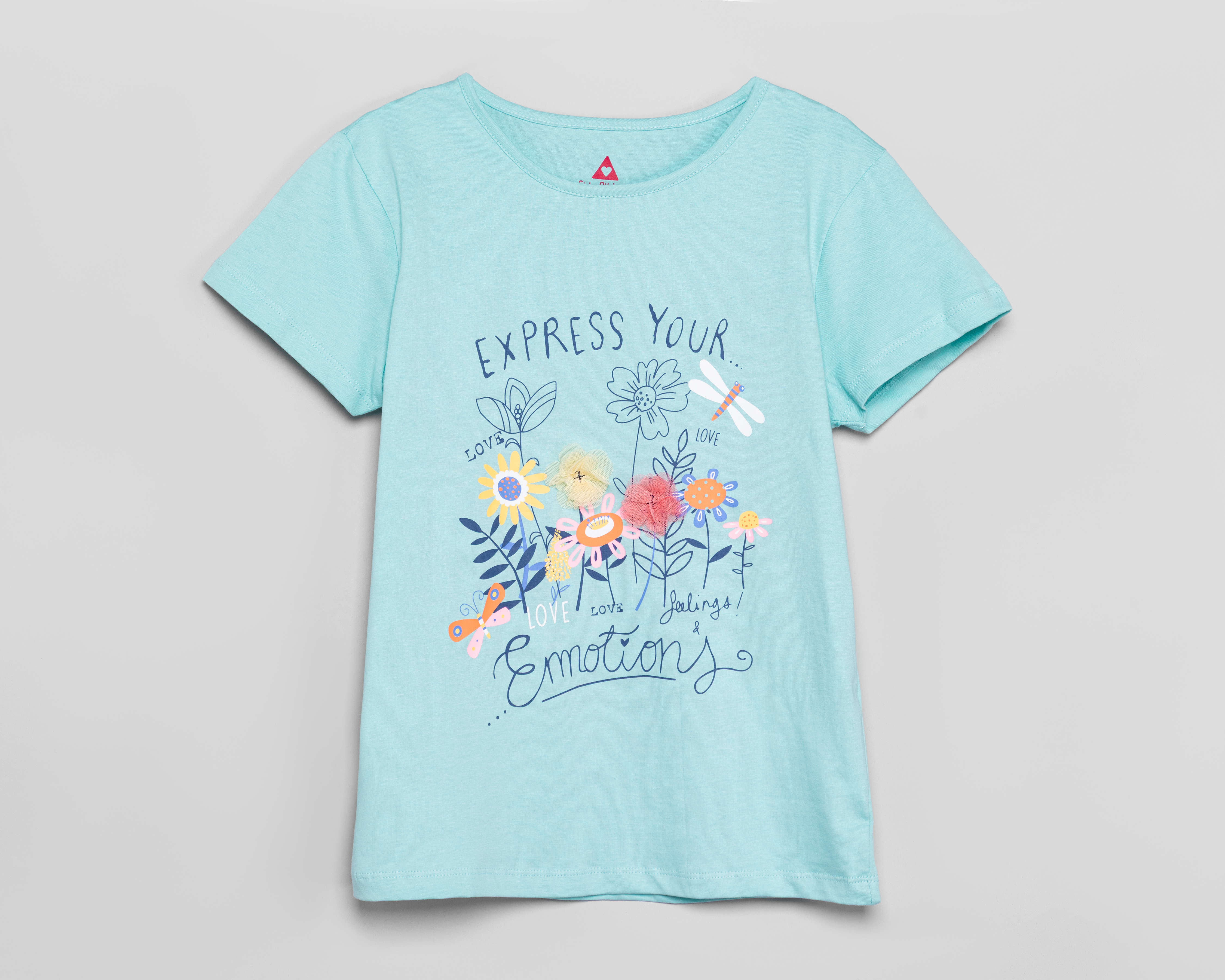 Playera de Cuello Redondo Azul Girls Attitude para Niña