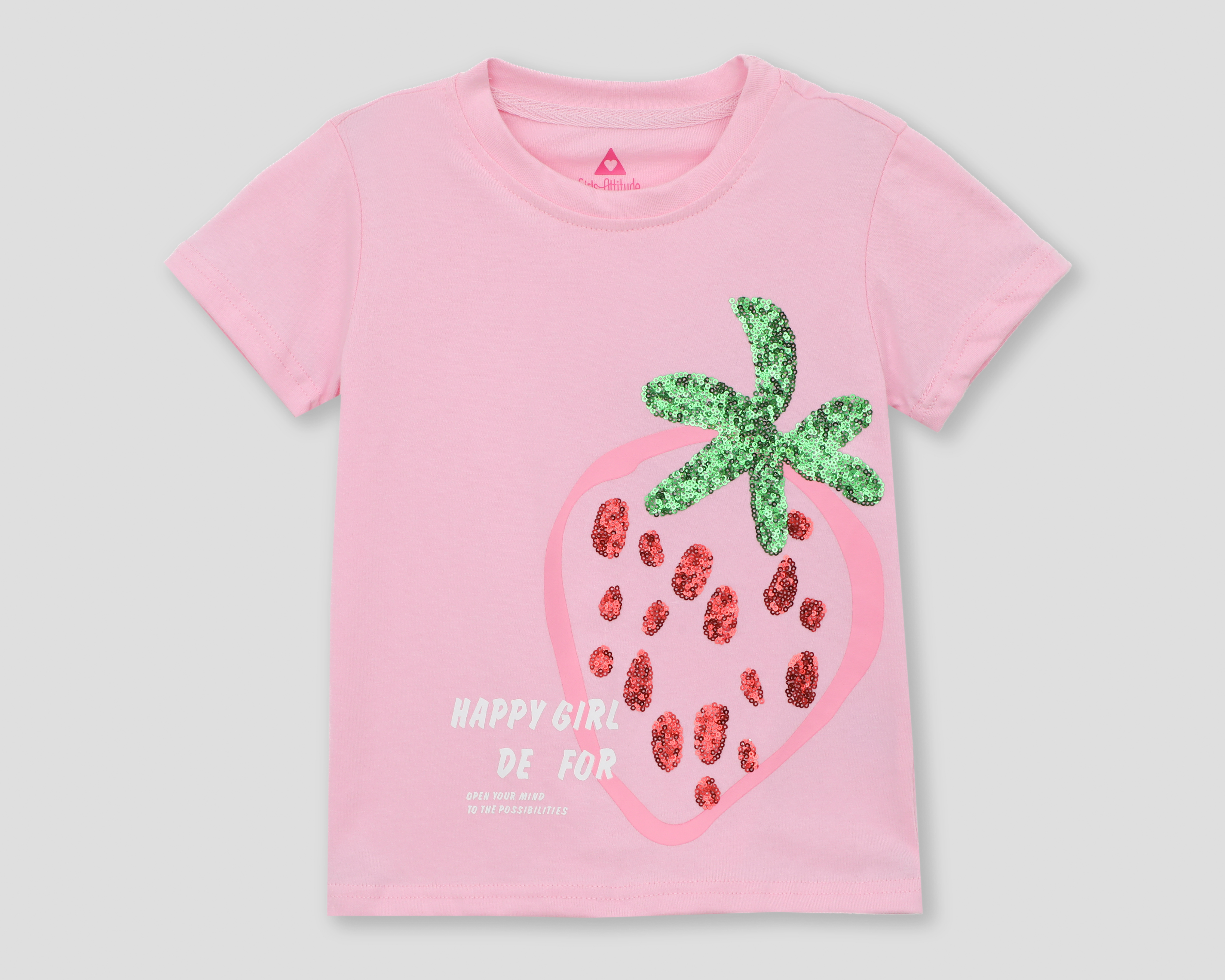 Foto 2 pulgar | Foto 1 | Playera de Cuello Redondo Rosa Girls Attitude para Niña