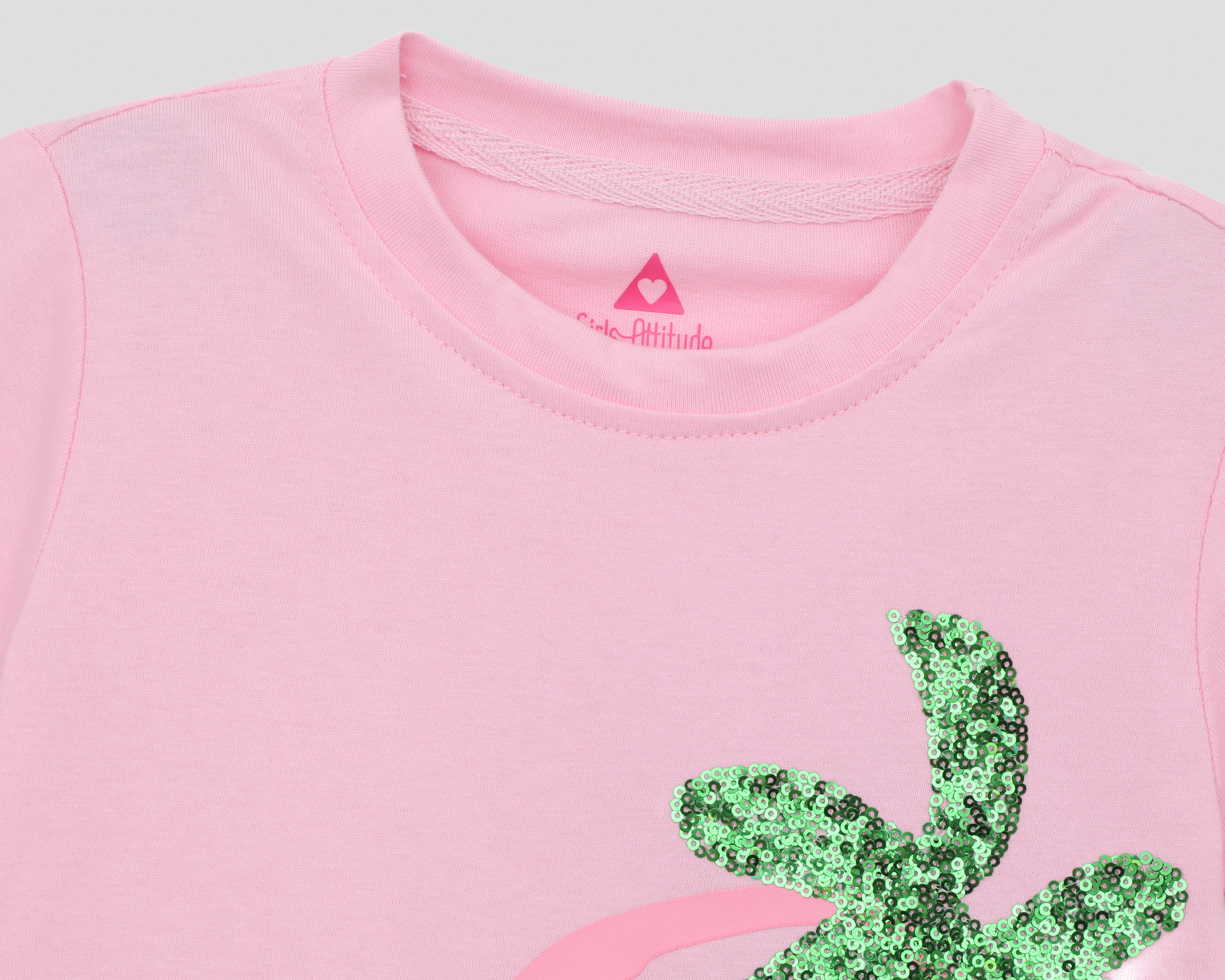 Foto 4 pulgar | Foto 3 | Playera de Cuello Redondo Rosa Girls Attitude para Niña