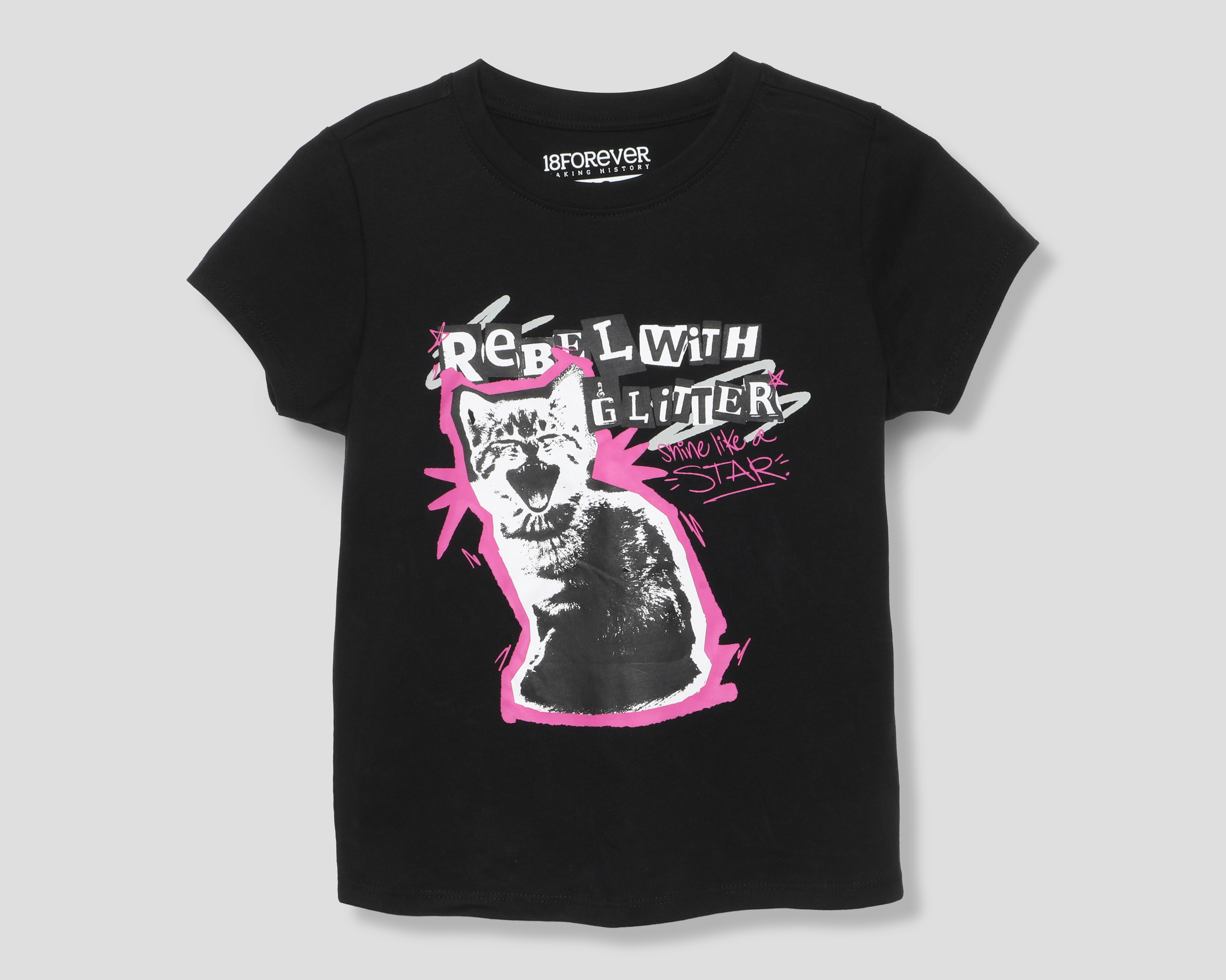 Foto 1 | Foto 1 | Playera de Cuello Redondo Negra 18 Forever para Niña