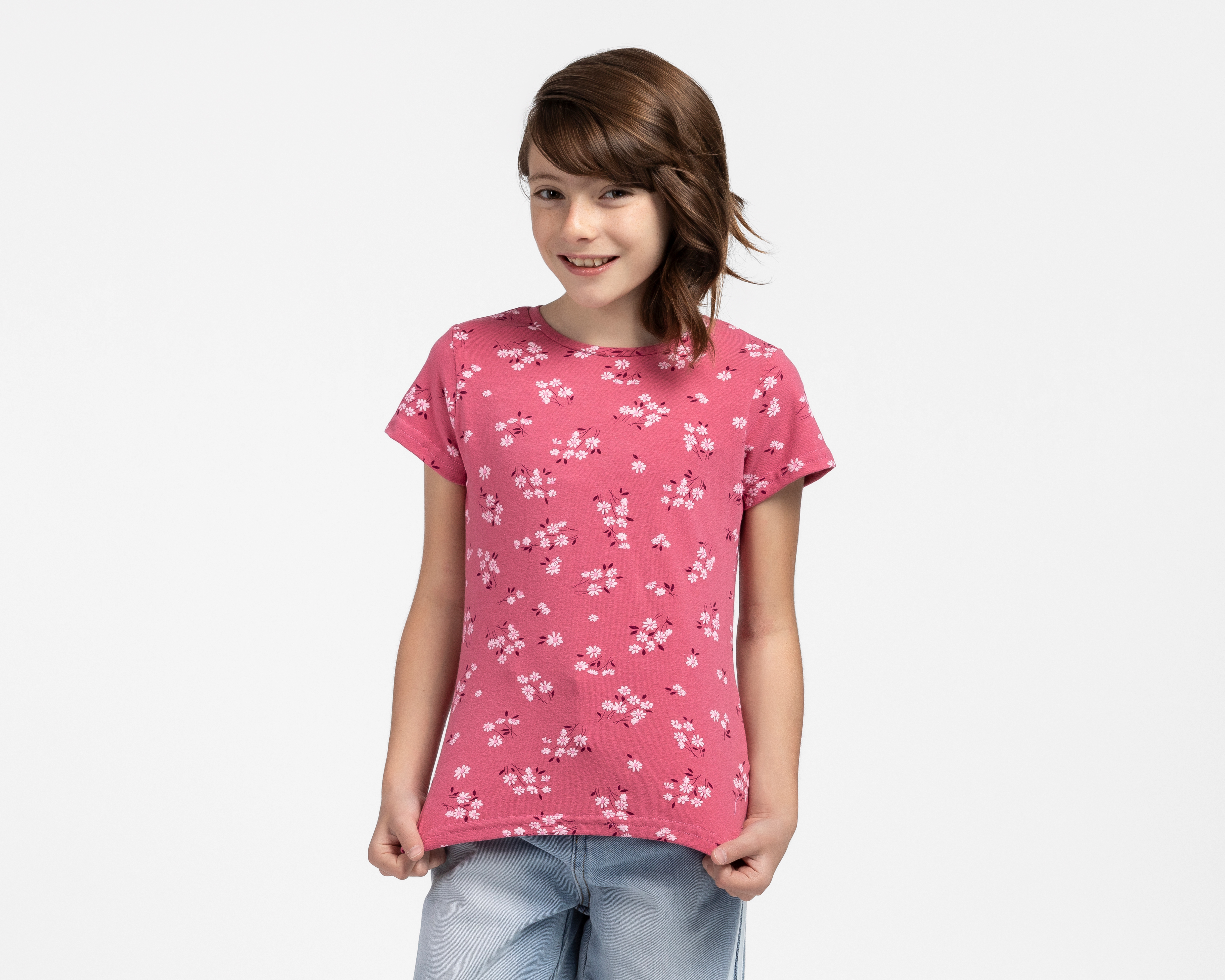 Foto 2 pulgar | Foto 1 | Playera Cuello Redondo Rosa Girls Attitude para Niña