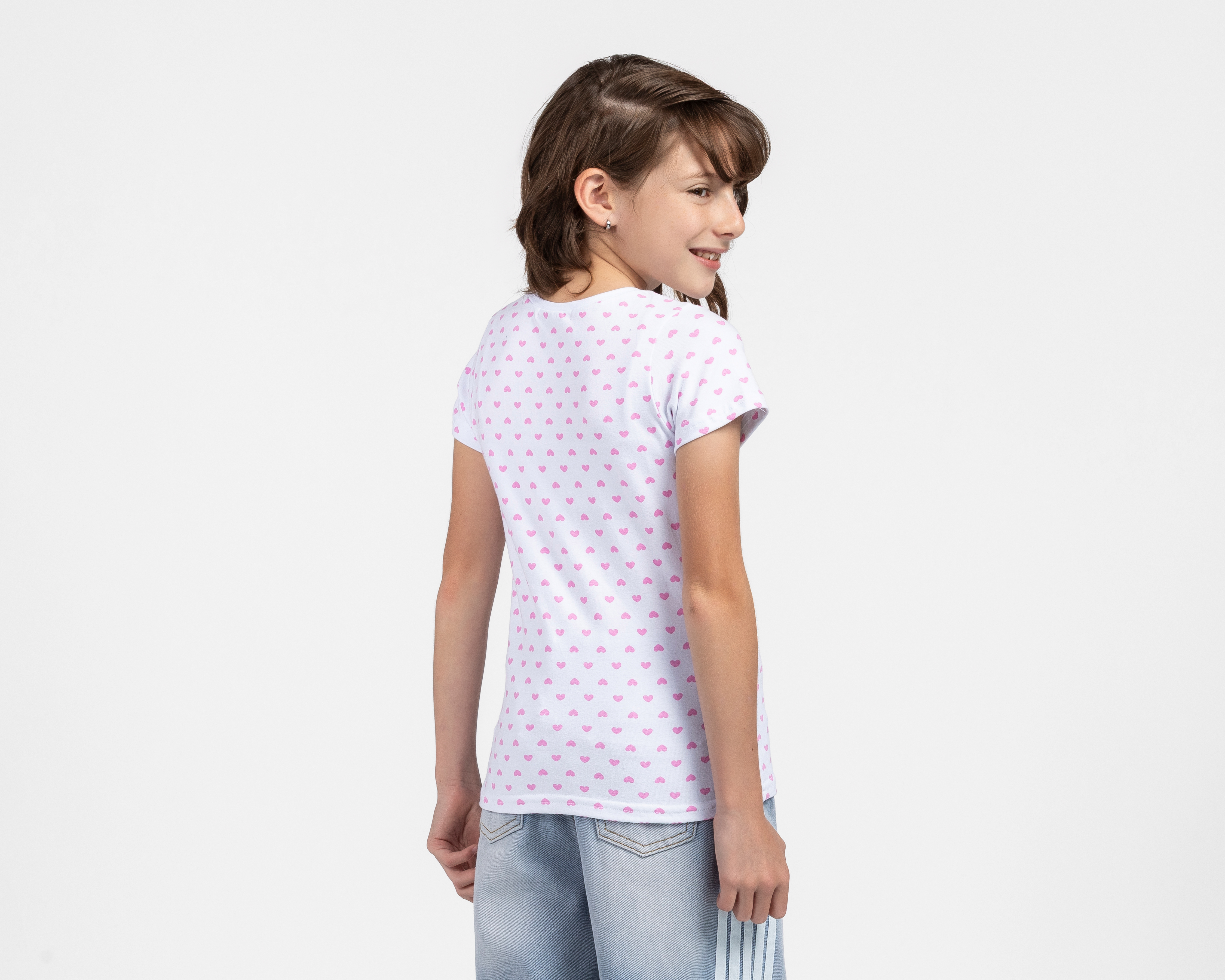 Foto 4 pulgar | Foto 3 | Playera de Cuello Redondo Blanca Girls Attitude para Niña