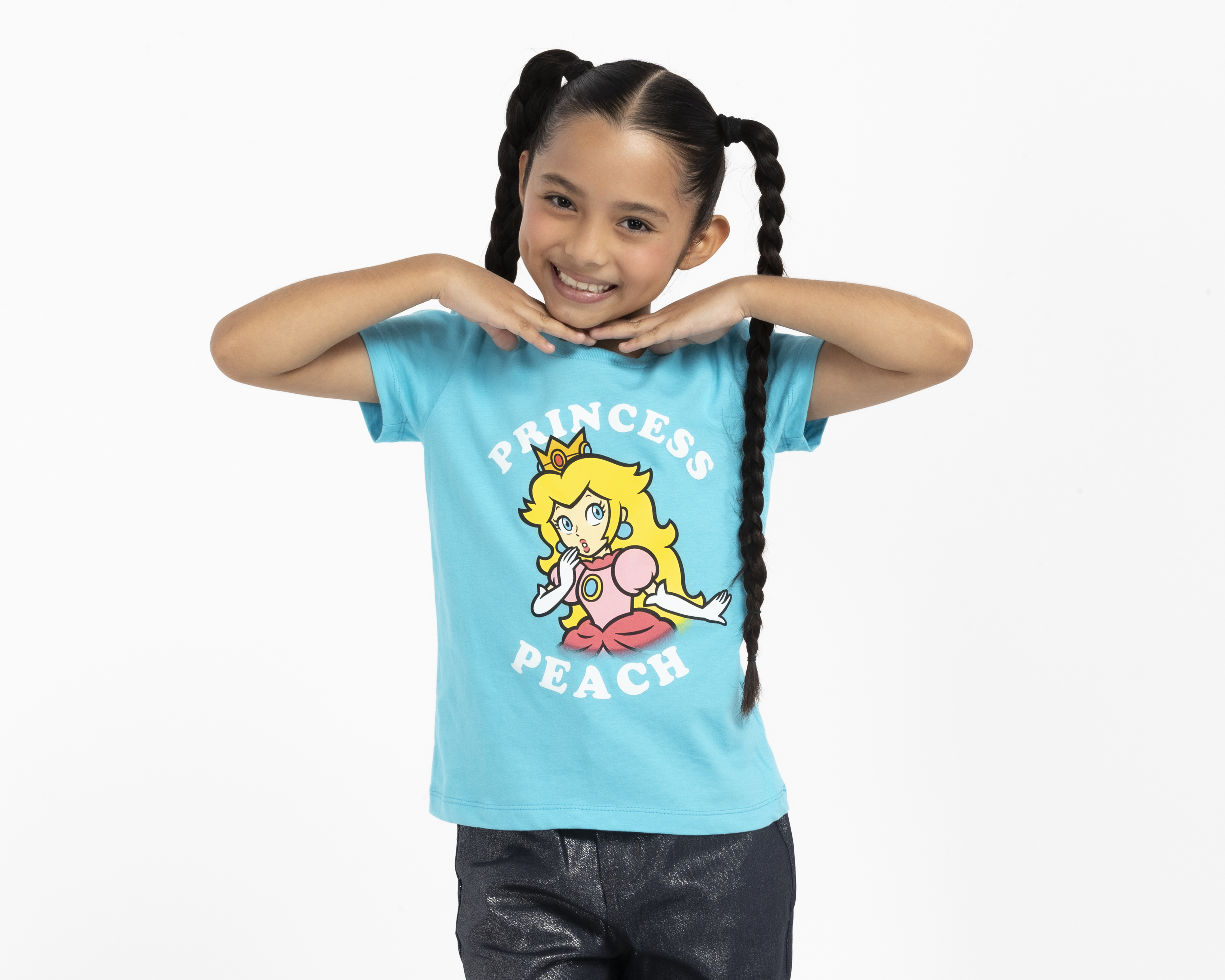 Foto 2 pulgar | Foto 1 | Playera de Cuello Redondo Azul Mario Bros para Niña