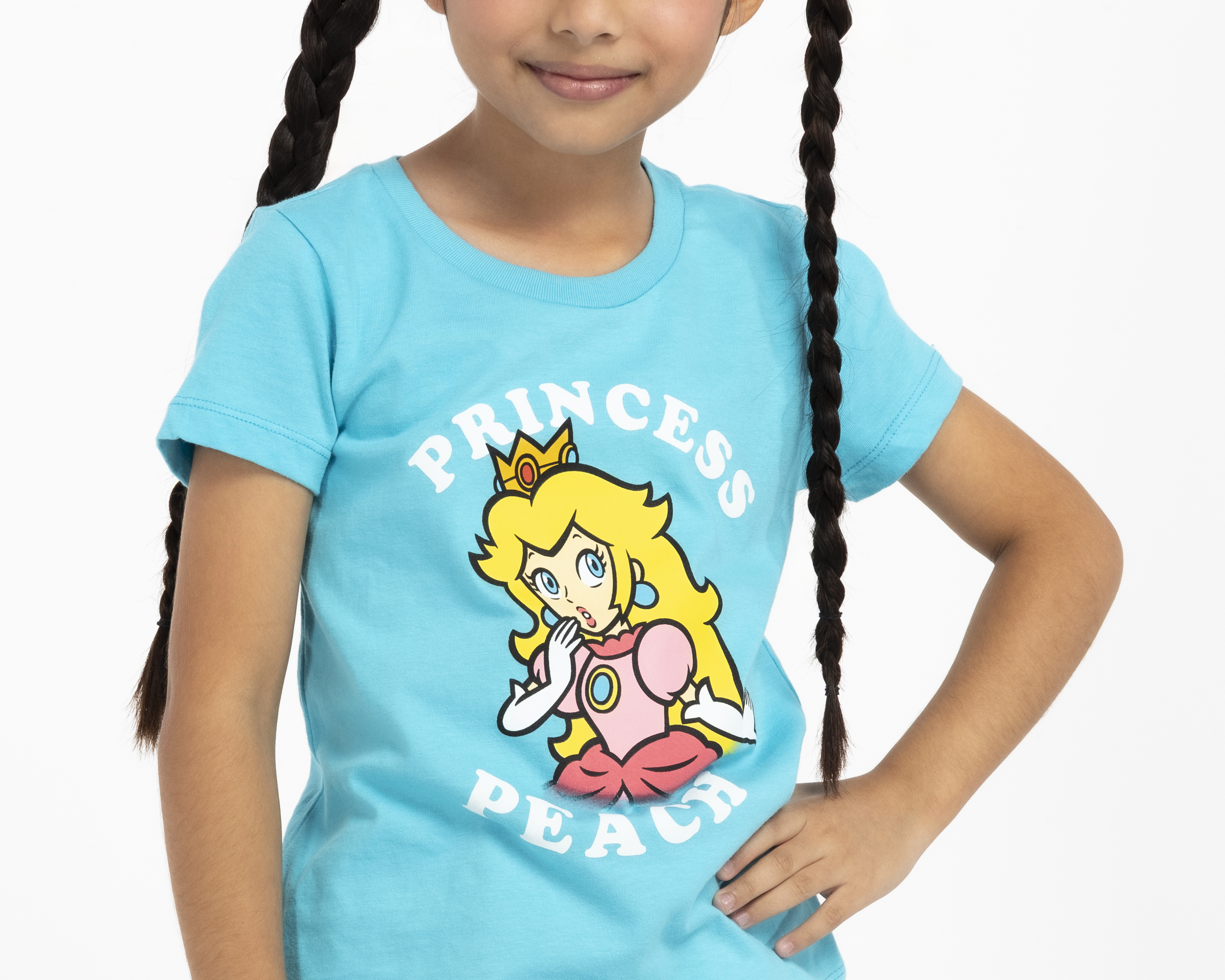 Foto 4 pulgar | Foto 3 | Playera de Cuello Redondo Azul Mario Bros para Niña