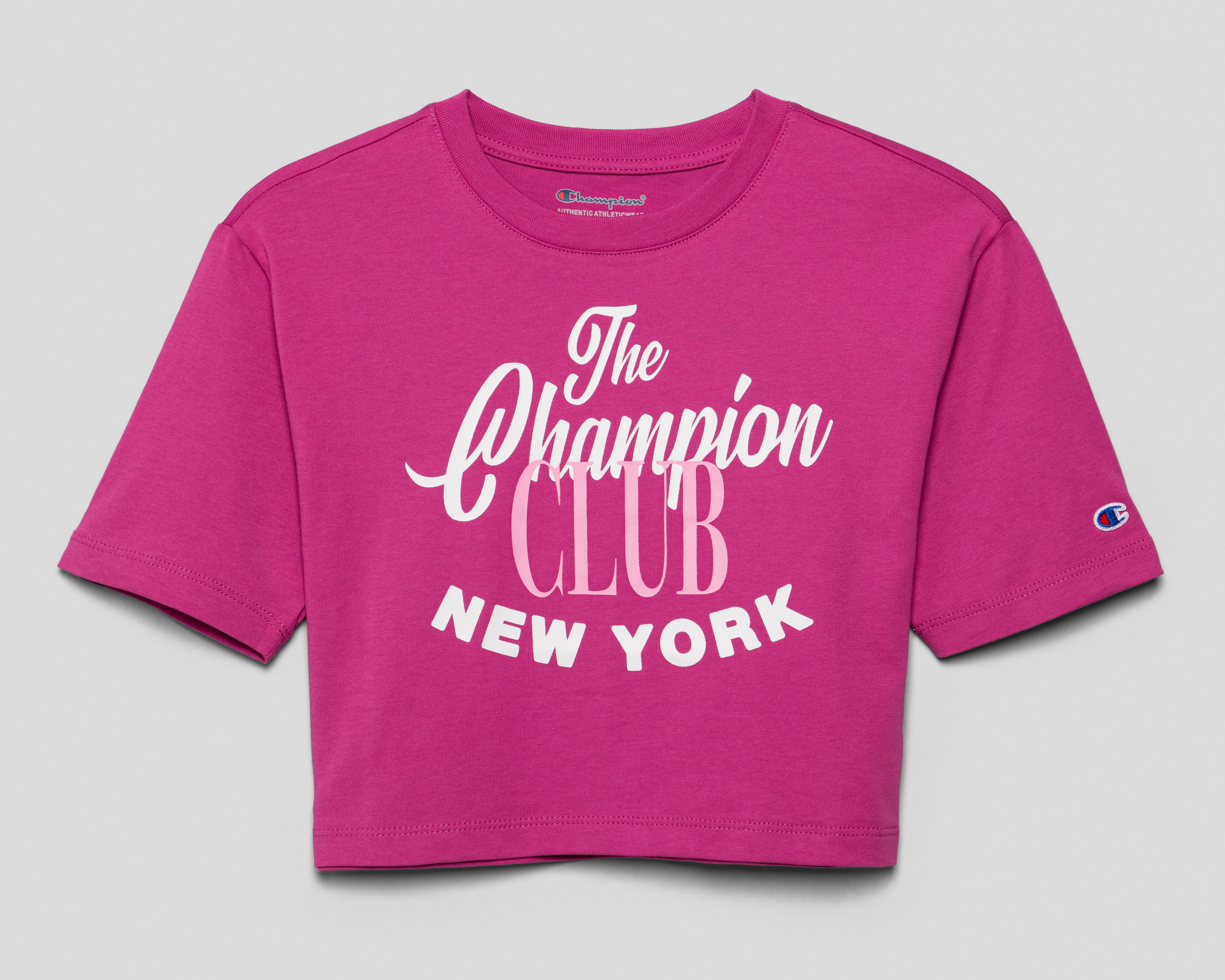 Foto 2 pulgar | Foto 1 | Playera Cuello Redondo Magenta Champion para Niña