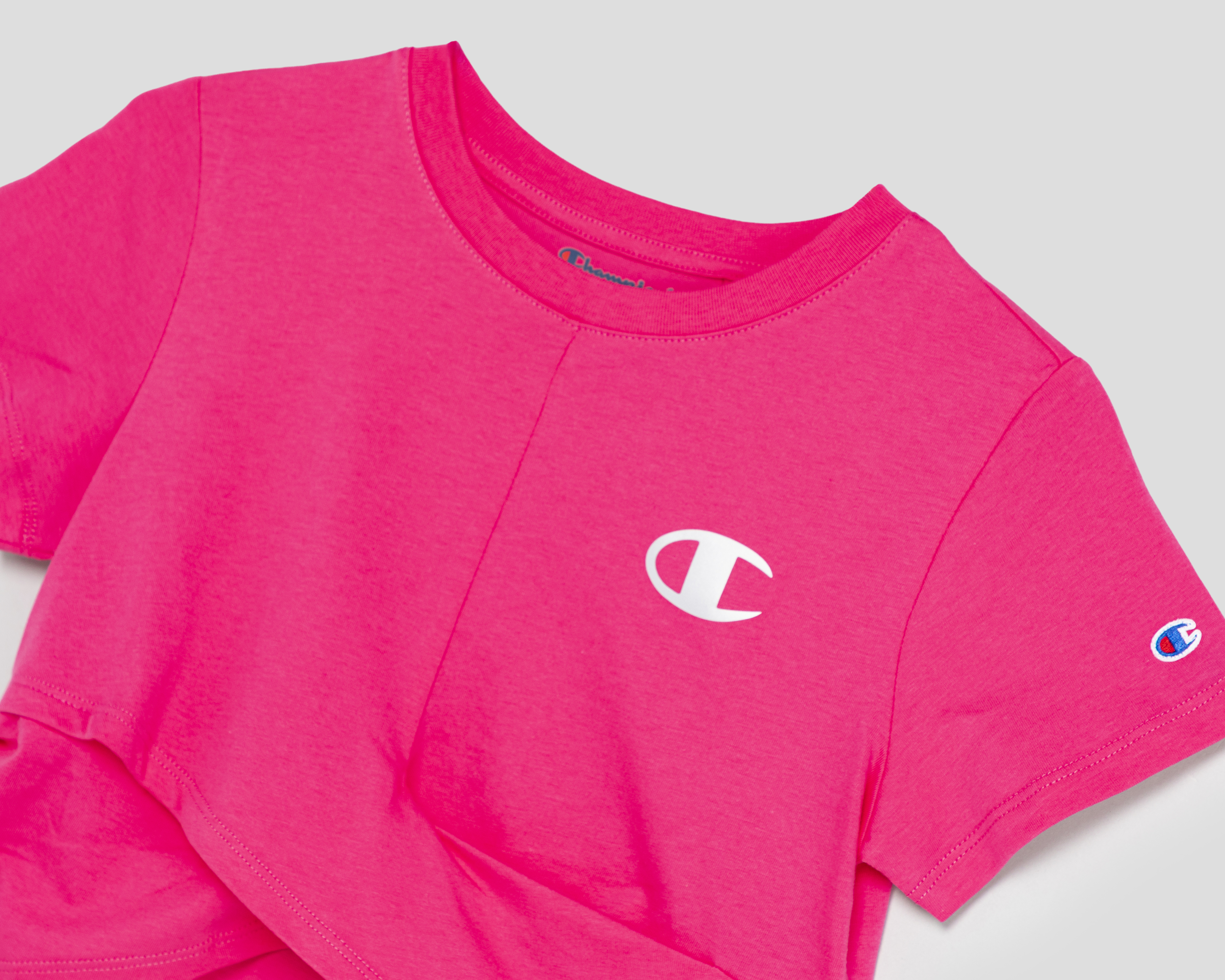 Foto 4 pulgar | Foto 3 | Playera de Cuello Redondo Rosa Champion Juvenil