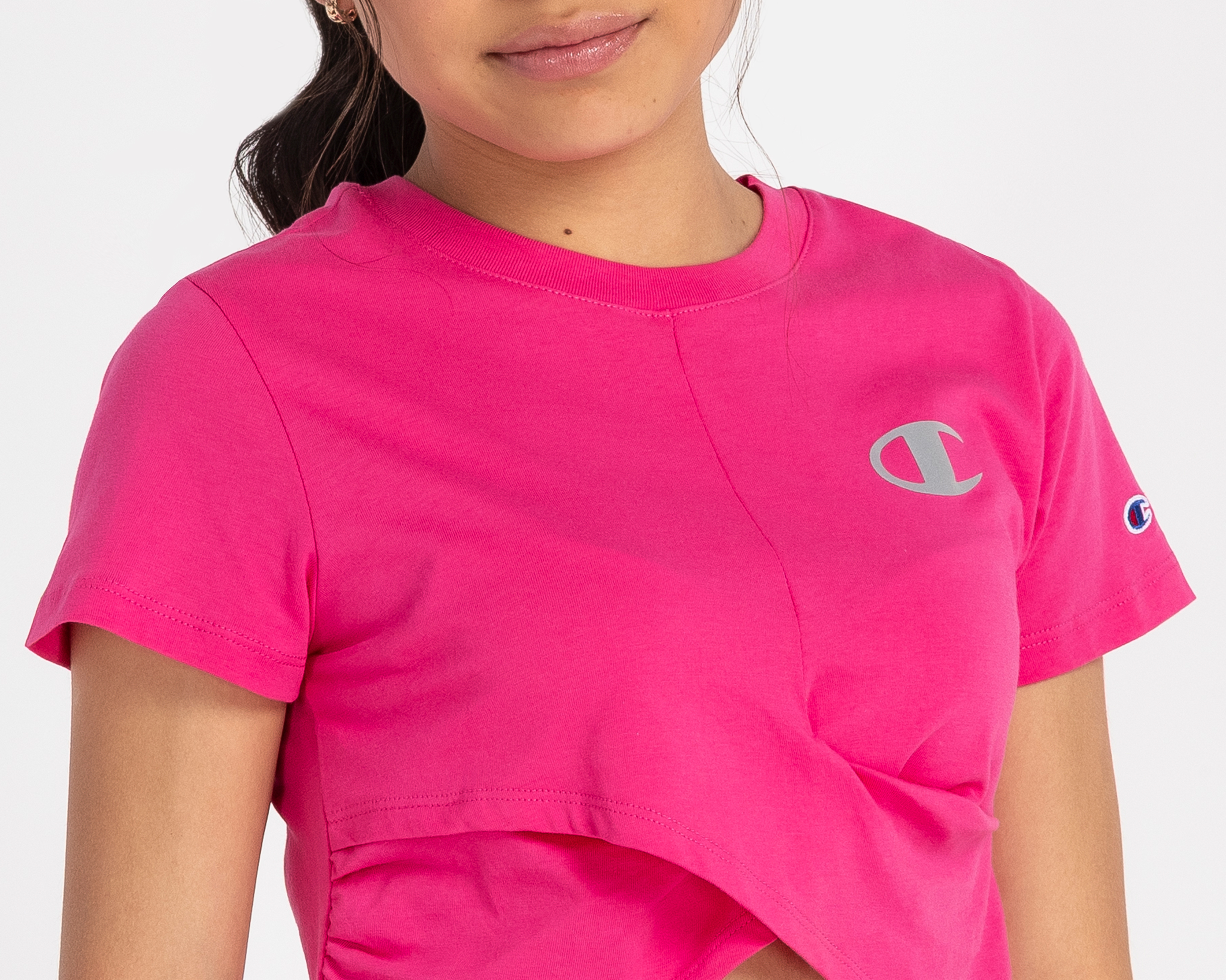 Foto 4 | Foto 4 | Playera de Cuello Redondo Rosa Champion Juvenil