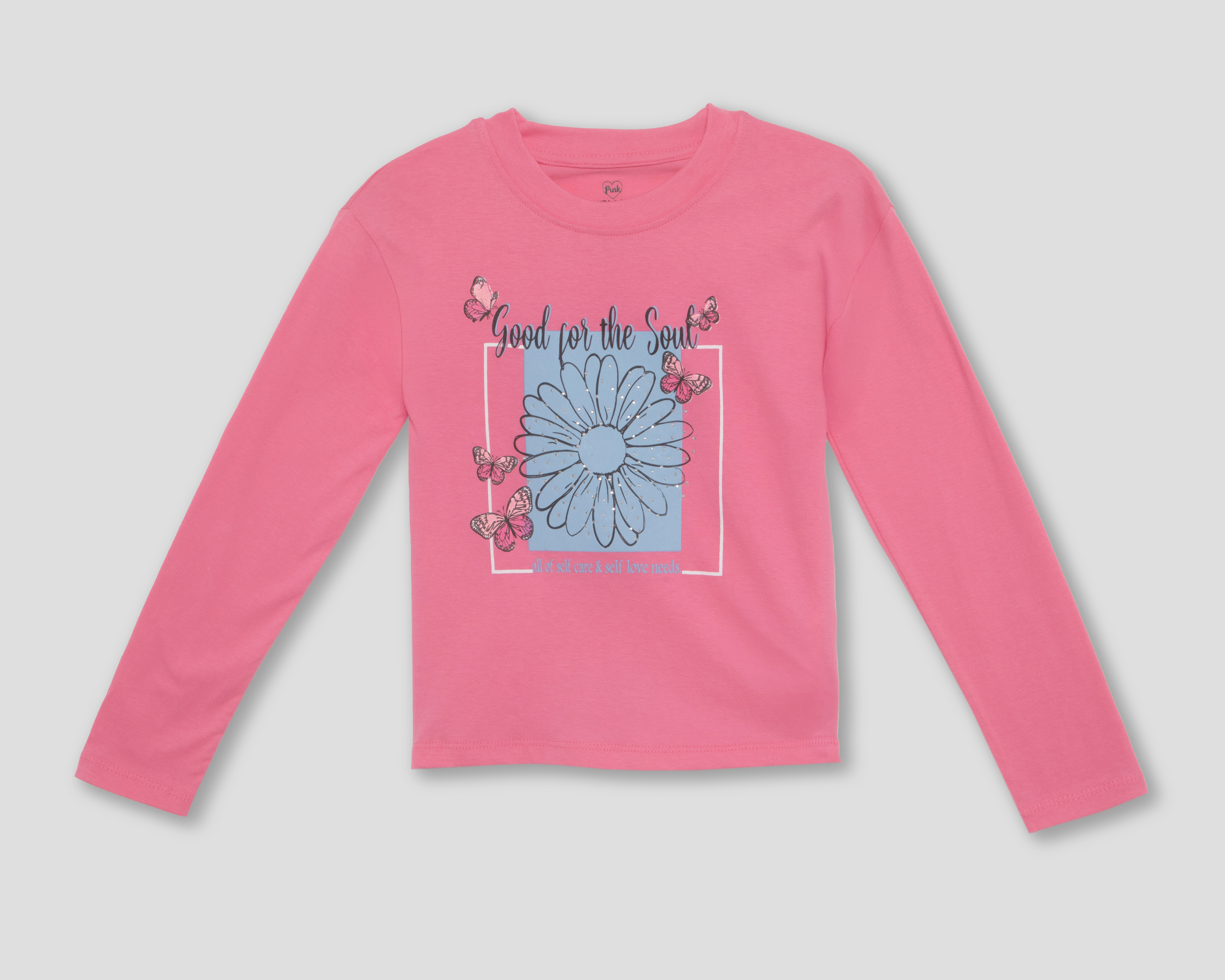 Playera de Cuello Redondo Rosa Pink Velvet para Niña