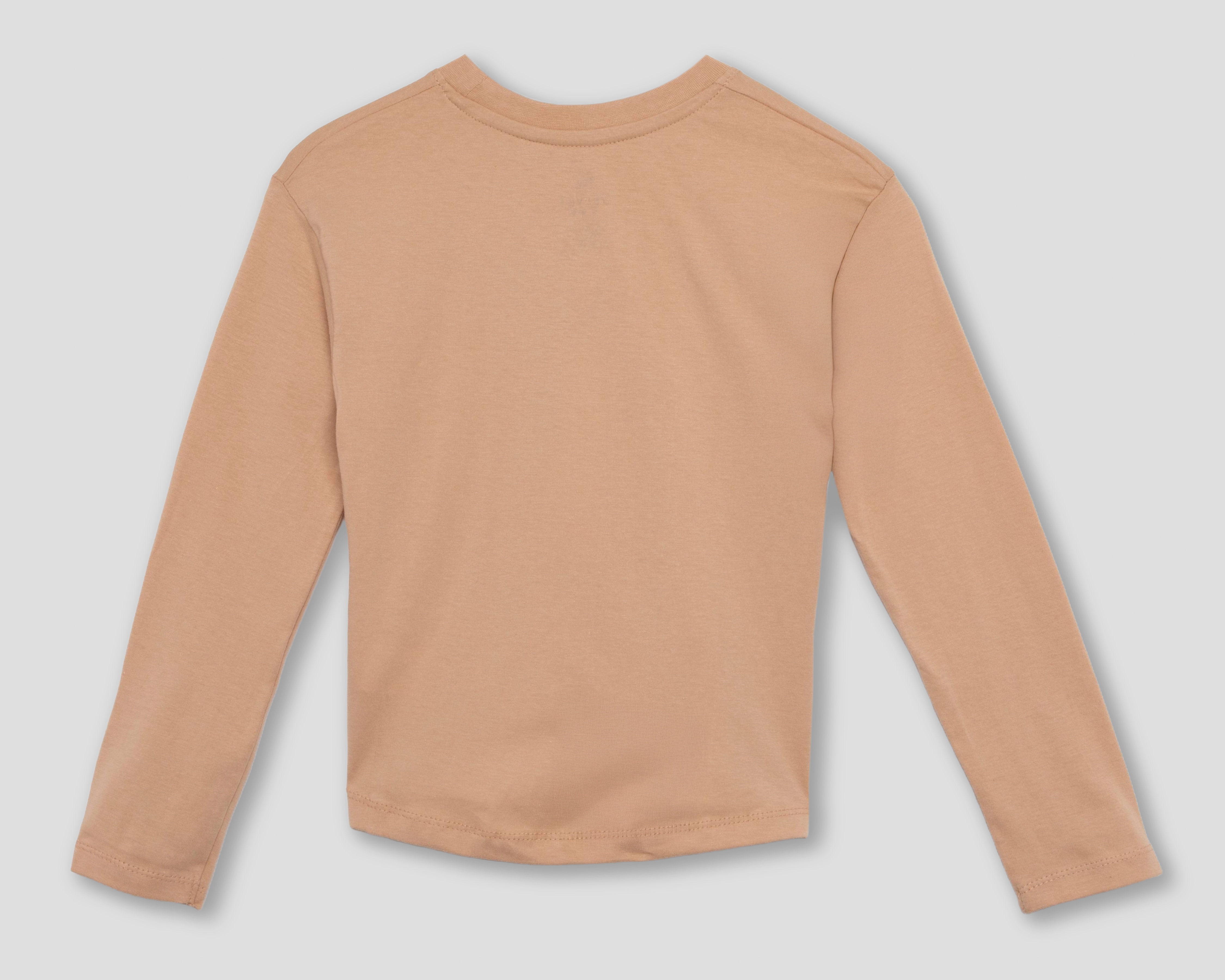 Foto 2 | Foto 2 | Playera de Cuello Redondo Café Pink Velvet para Niña