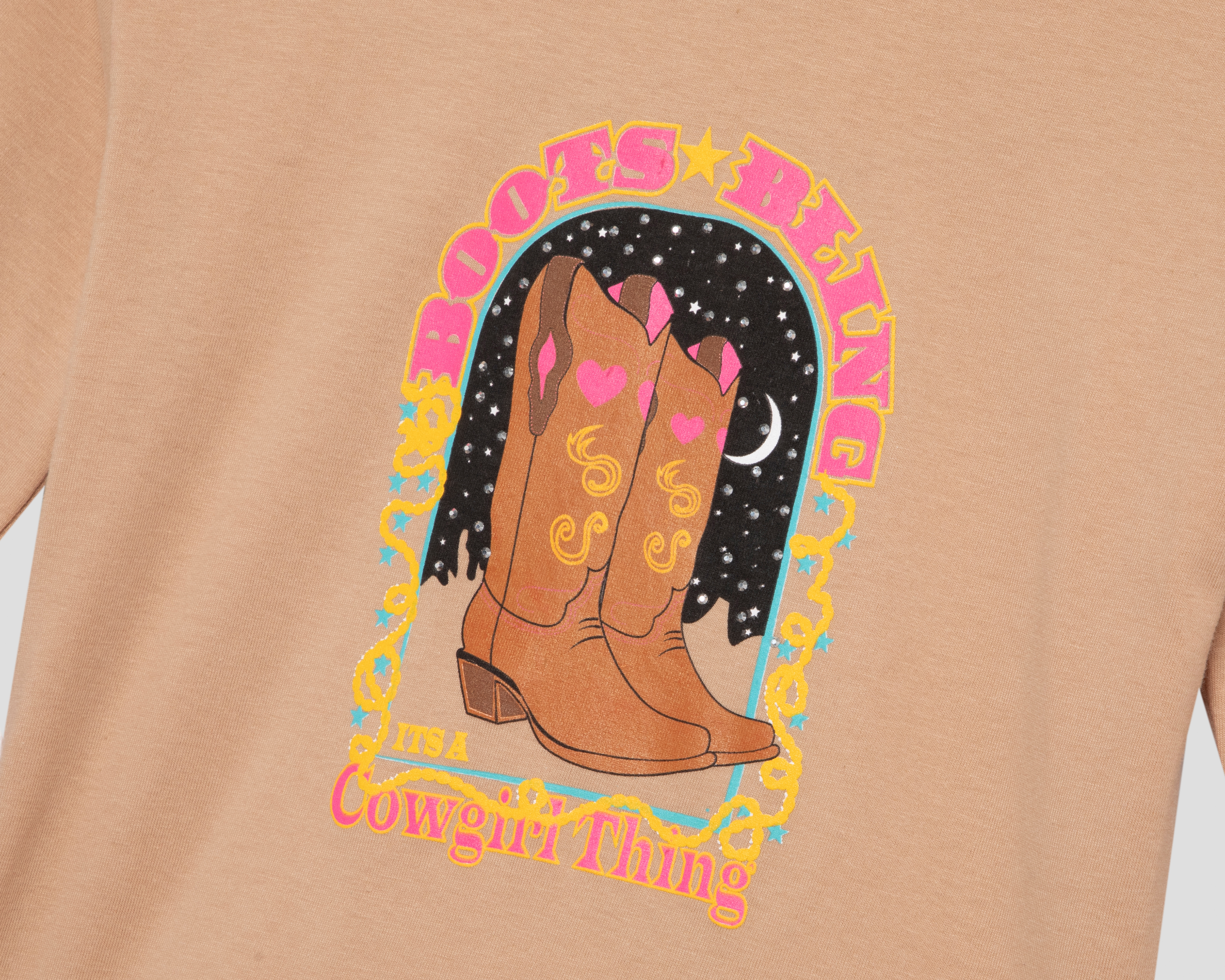 Foto 4 pulgar | Foto 3 | Playera de Cuello Redondo Café Pink Velvet para Niña