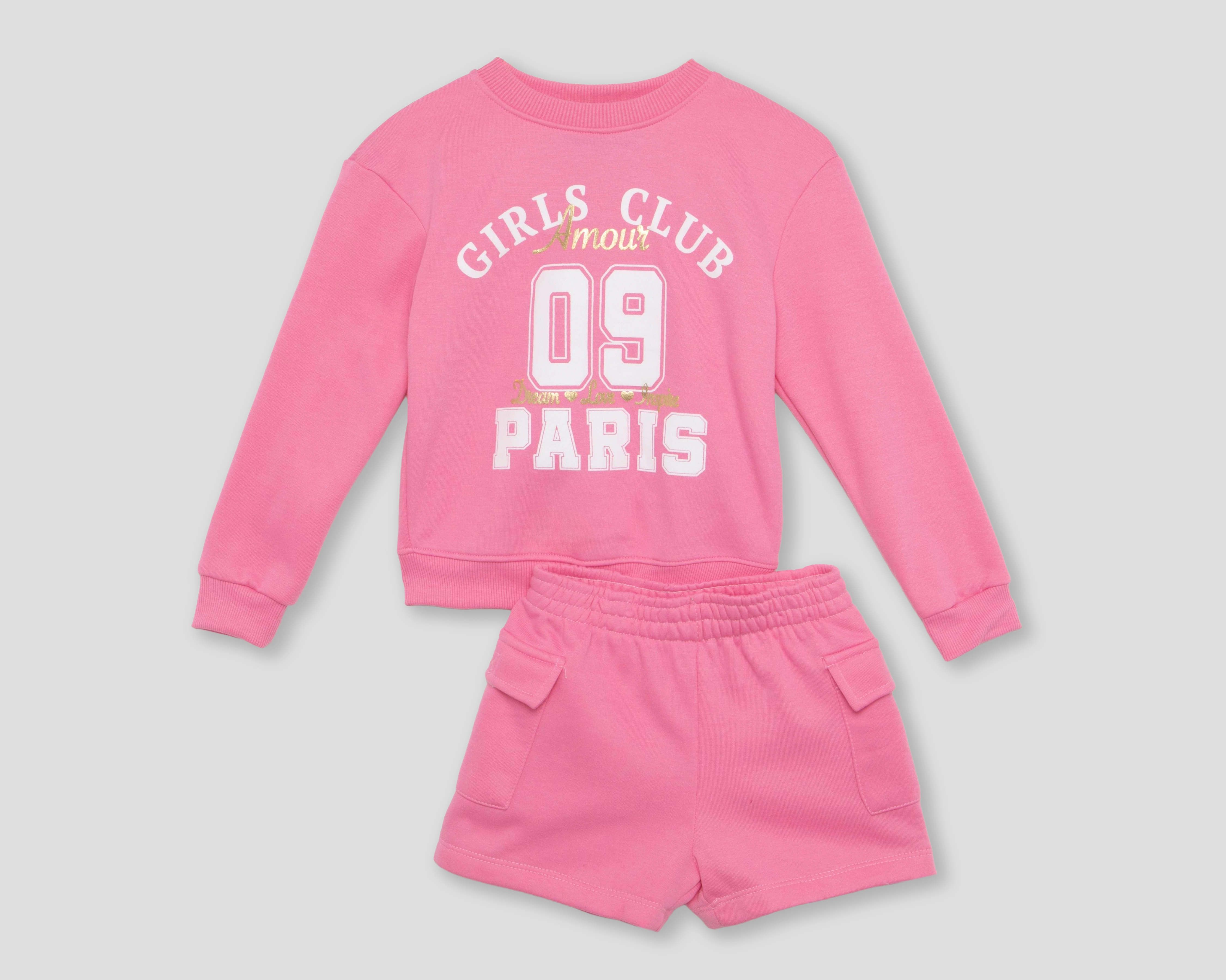 Sudadera y Short Pink Velvet para Niña