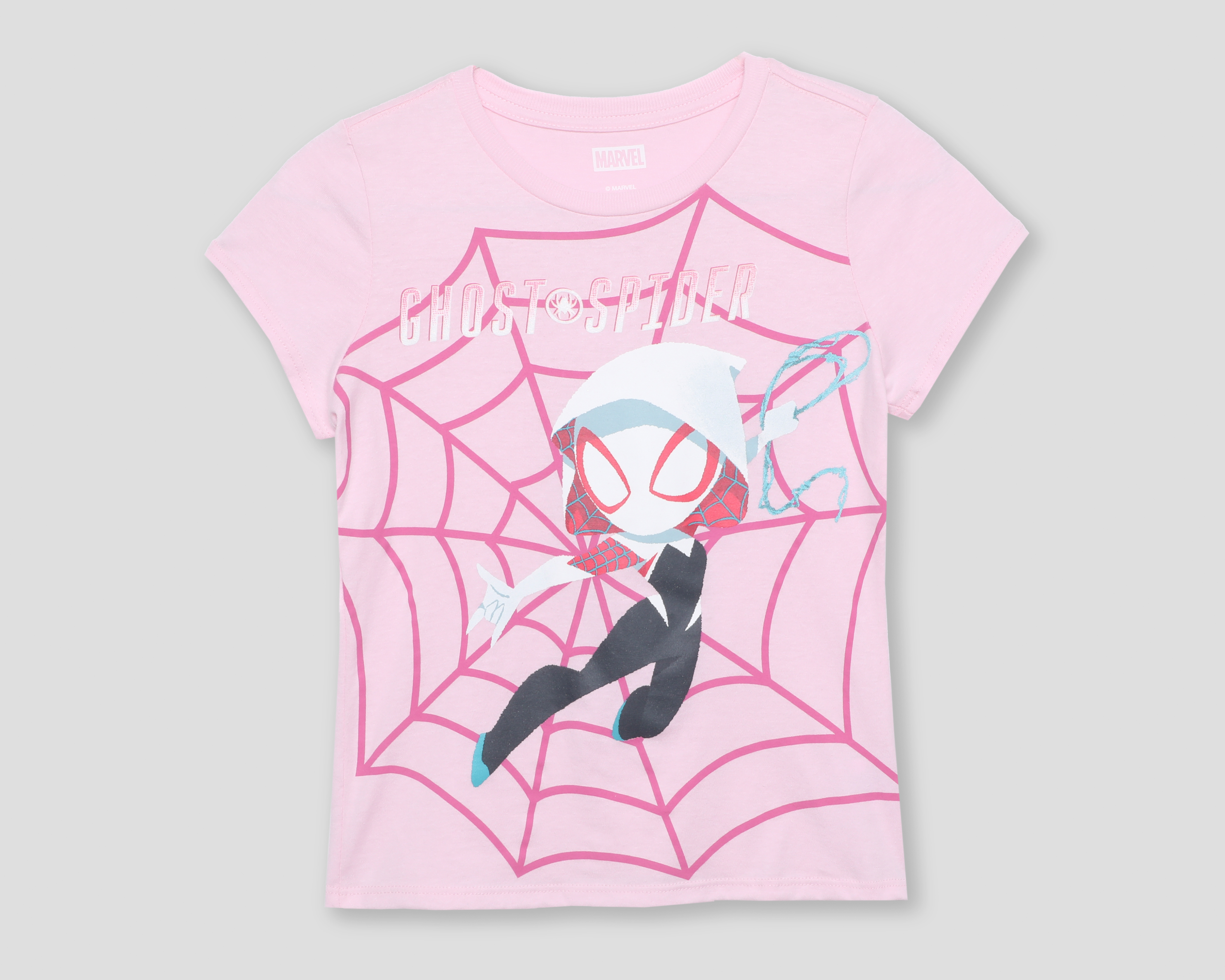 Foto 2 pulgar | Foto 1 | Playera de Cuello Redondo Rosa Marvel Spider-Man para Niña