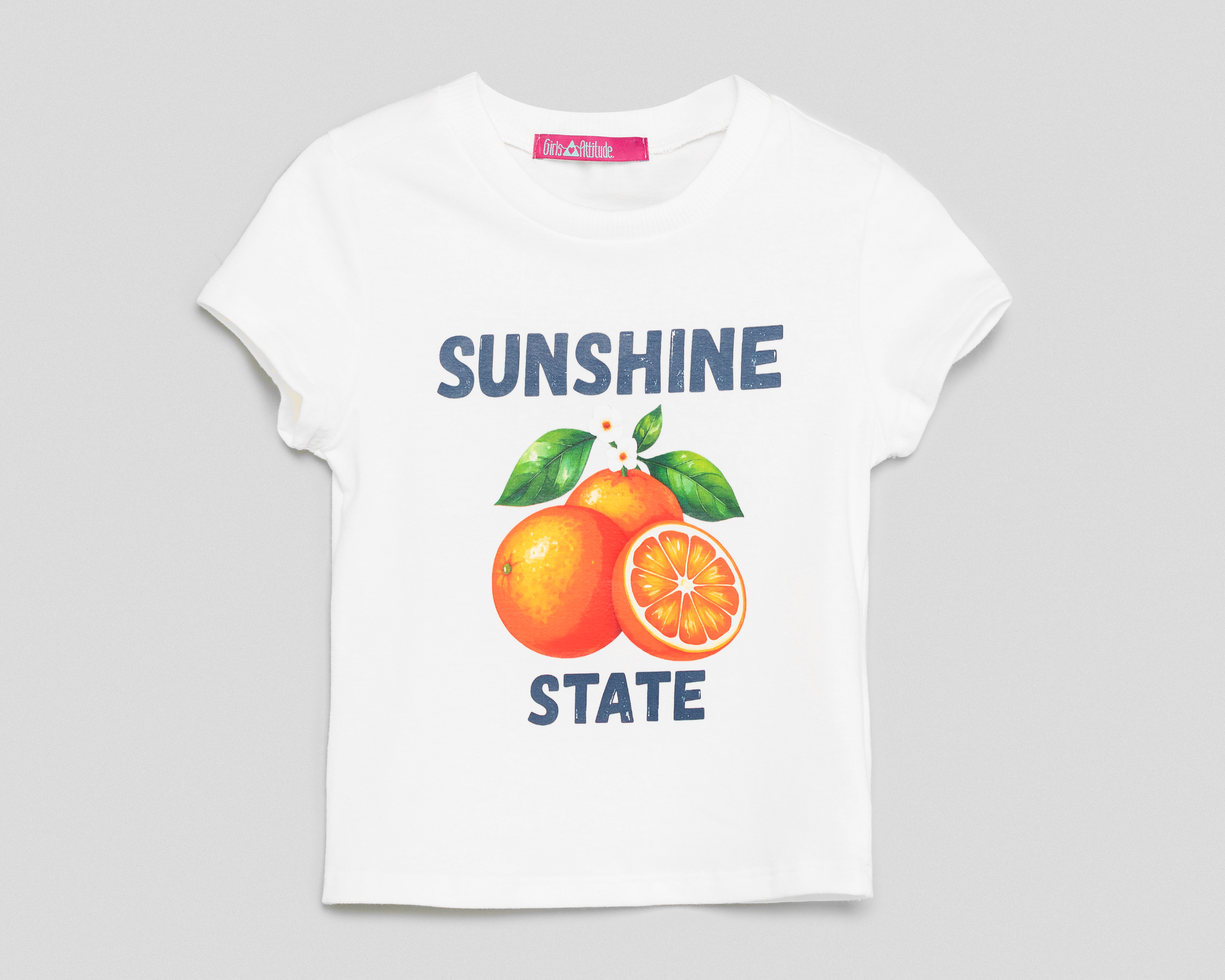 Playera de Cuello Redondo Blanca Girls Attitude para Niña