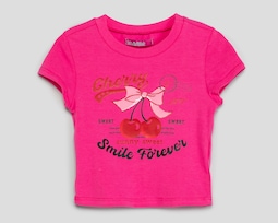 Playera de Cuello Redondo Rosa Girls Attitude para Niña