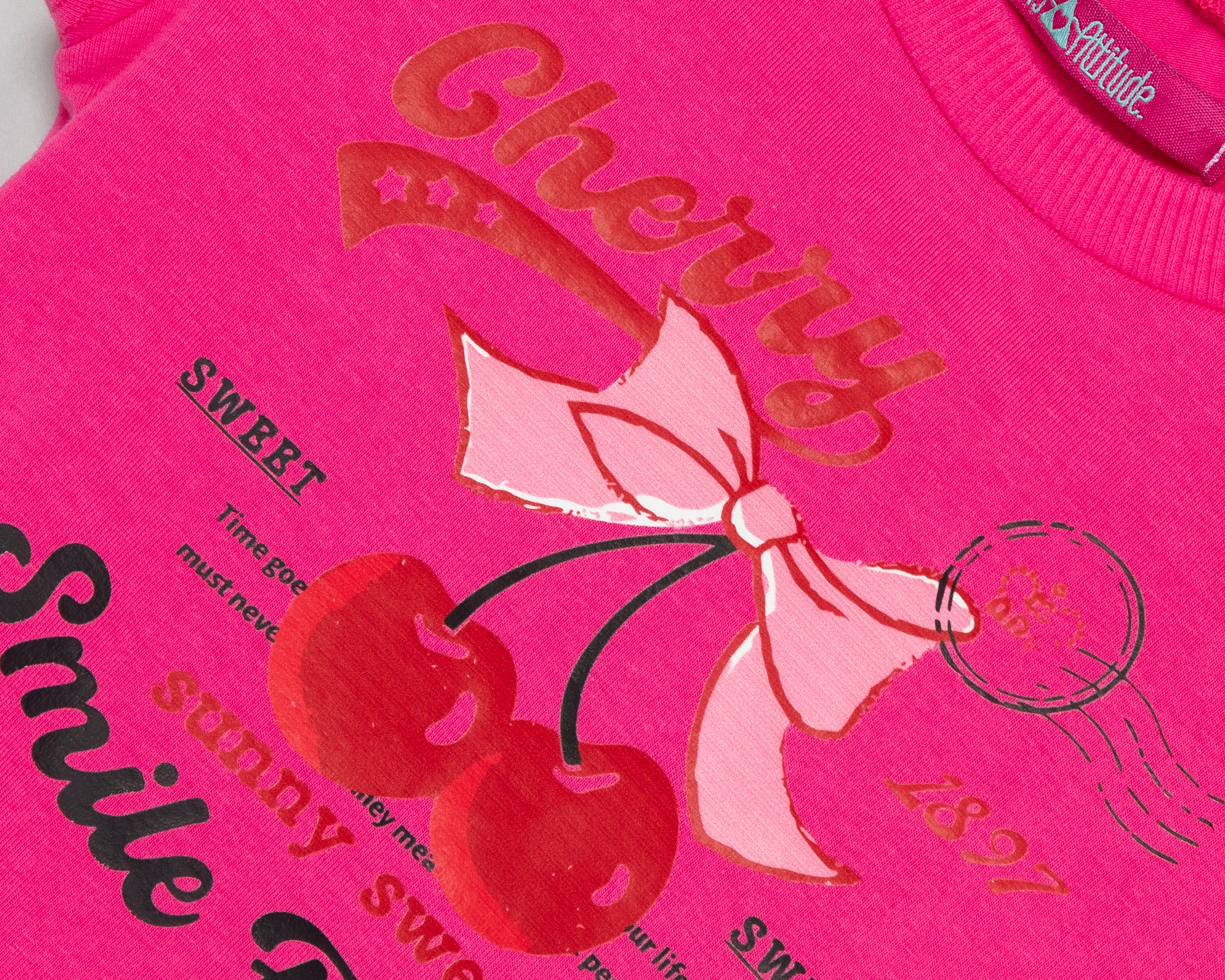 Foto 4 pulgar | Foto 3 | Playera de Cuello Redondo Rosa Girls Attitude para Niña