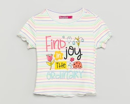 Playera de Cuello Redondo Multicolor Girls Attitude para Niña